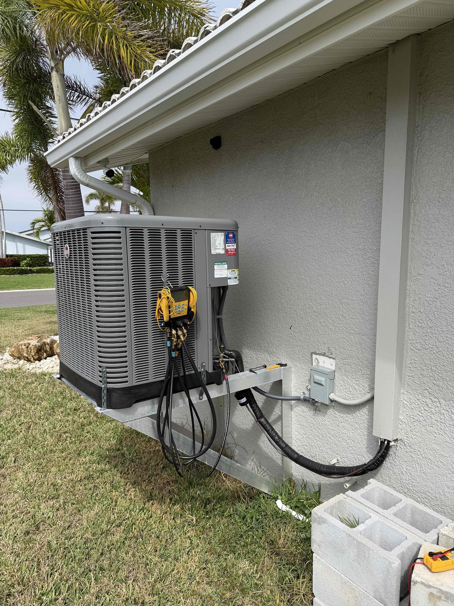 Removed system. 
Client wanted system left in garage. 
