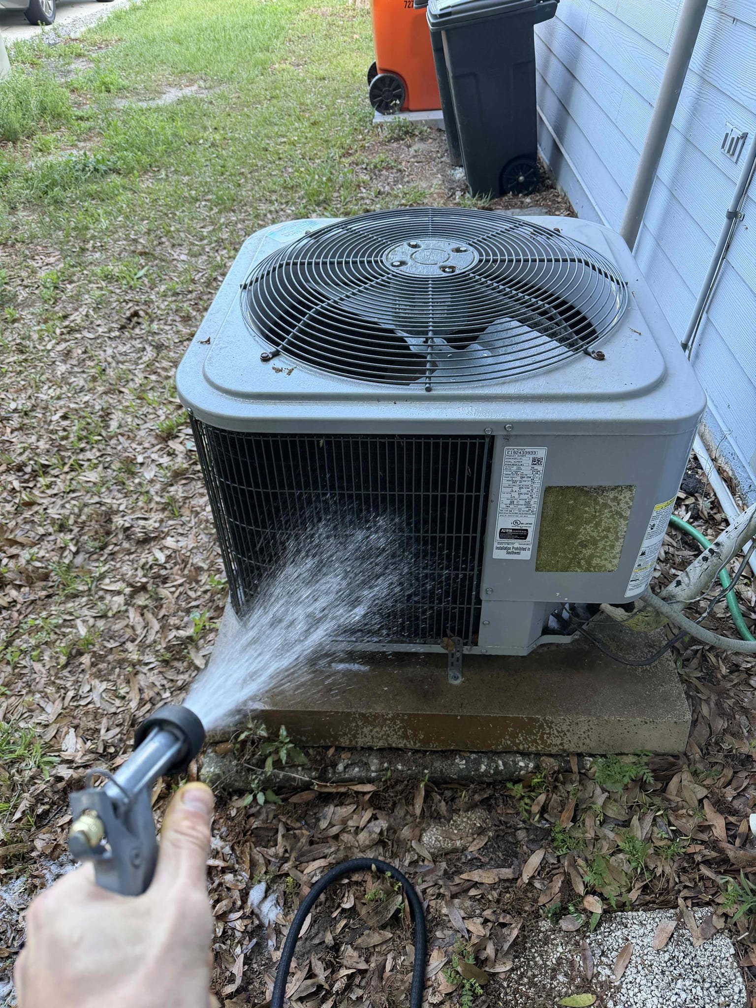 Performed Maitenence on system. Cleaned/treated drain line and primary drain pan. Cleaned condenser coils. Evaporator coils are clean. Verified safety float switch functionality. Checked amp draw on compressor. Checked amp draw on fan motor. Checked capacitor is within factory range. Inspected Contactar. Made sure all connections are tight. System is cooling with a 20° temperature split at this time.
System heating operations checked. 
Found growth on blower wheel and recommending cleaning/sanitation. Client would like to wait on cleaning. 

** system is over sized for size of home**