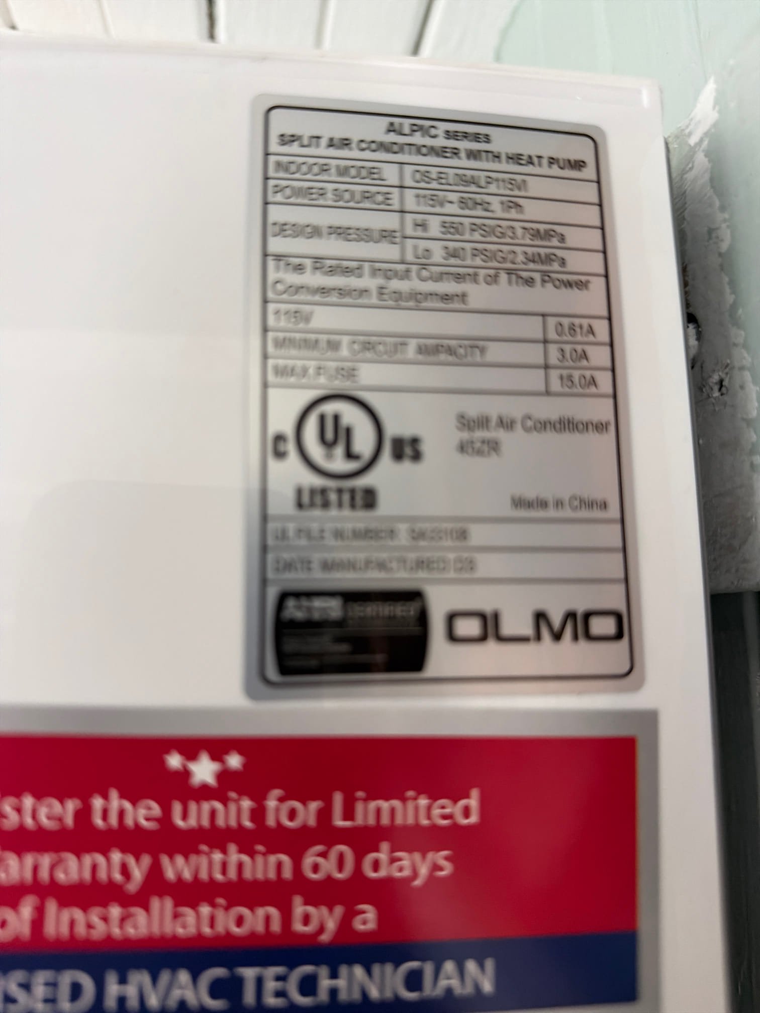 Replaced head unit for mini split