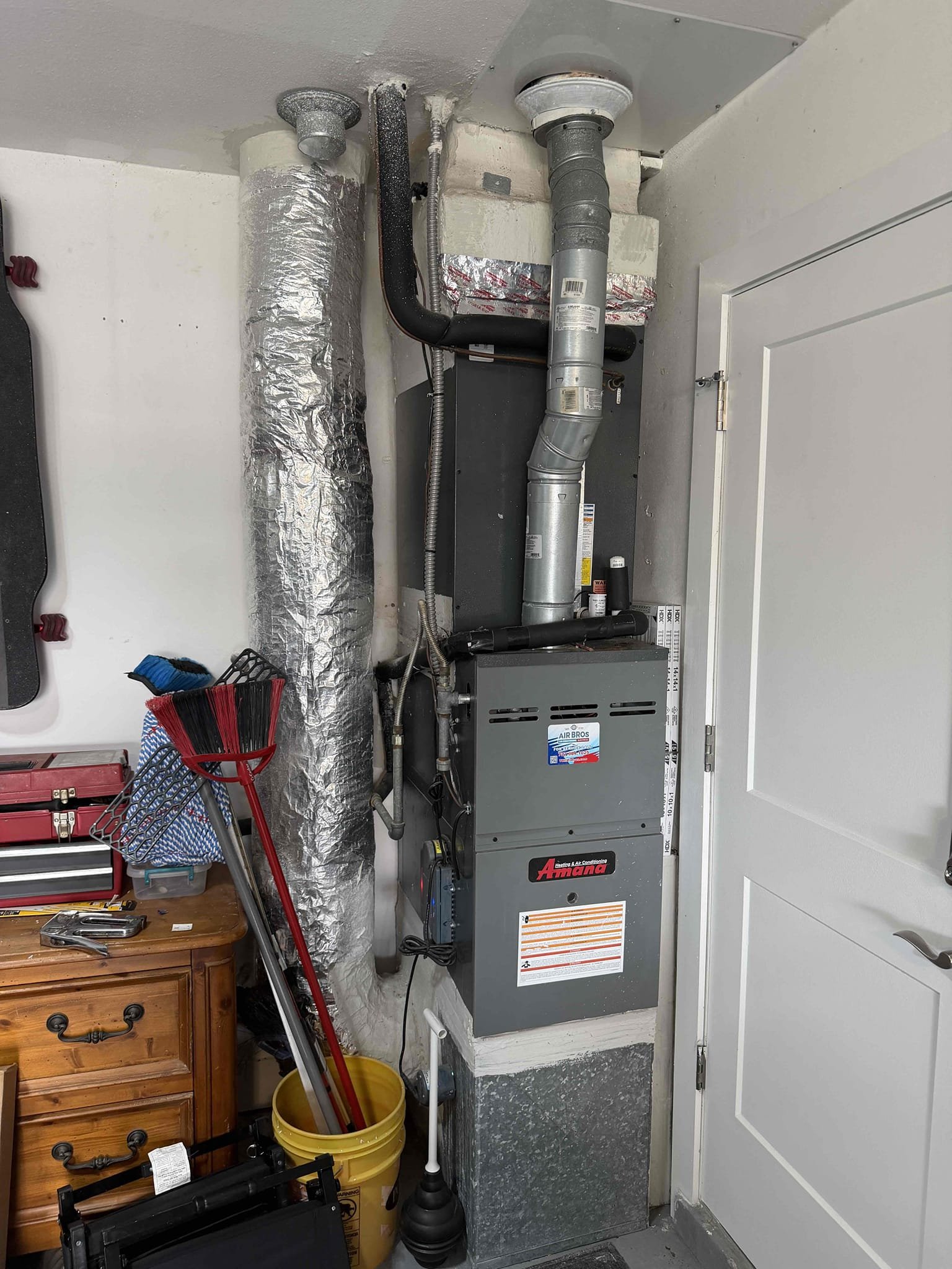 Performed Maitenences on two systems. Main system has faulty primary safety switch and a weak start/run capacitor. Replaced both and system is functioning properly at this time. Performed cleanings and verified system functions. Both systems are operating as they should at this time. 
Main system drain line is still very hard to clean. Client knows and we discussed running a new drain line if issue persists in the future. 