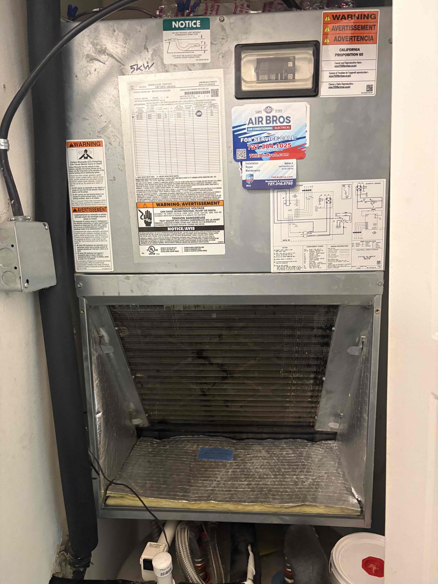 Full system tuneup 

Wiped Down Air Handler 

Checked temperature splits 

Inspected Air Handler Coils 

Inspected Blower Wheel & Assembly 

Checked cap mfd 

Checked contactor 

Inspected wiring 

Compressor amps 

Motor amps 

Cleaned condenser coils 

Cleared drain line and pan 

Added pan tab to help with buildup 

Checked refrigerant pressures 

Checked blower amps 

Checked filter 

Thermostat operations 

Checked heating and cooling 

Unit is operating at this time 

Notes 
-bacterial growth accumulating inside air handler (blower wheel has growth). Recommend cleaning blower in place and adding air Purifer to mitigate growth 