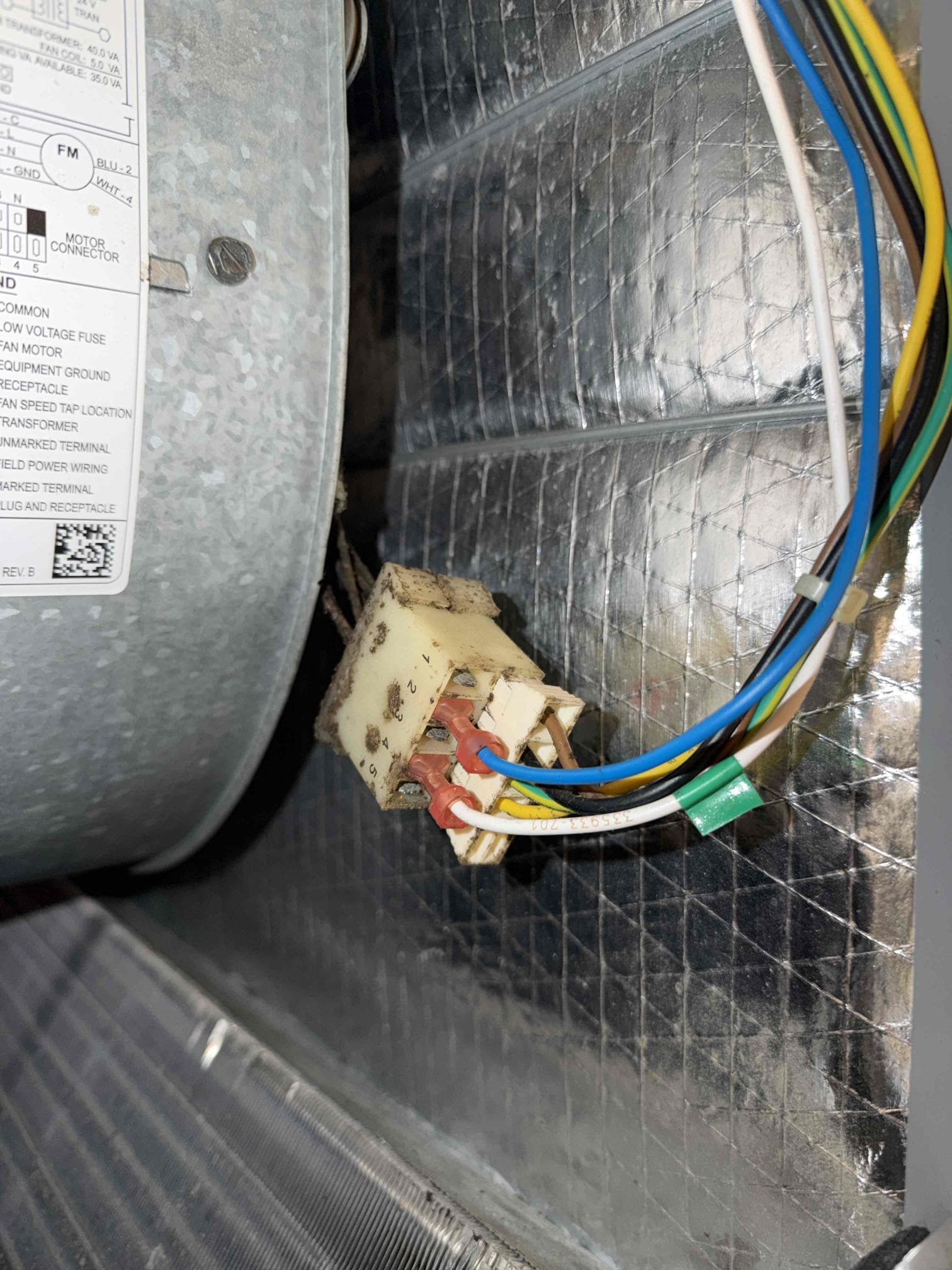 Discounted $95 fee with repair. 
Found bad blower motor. Replaced motor and system is now cooling with a 20° temperature split. 