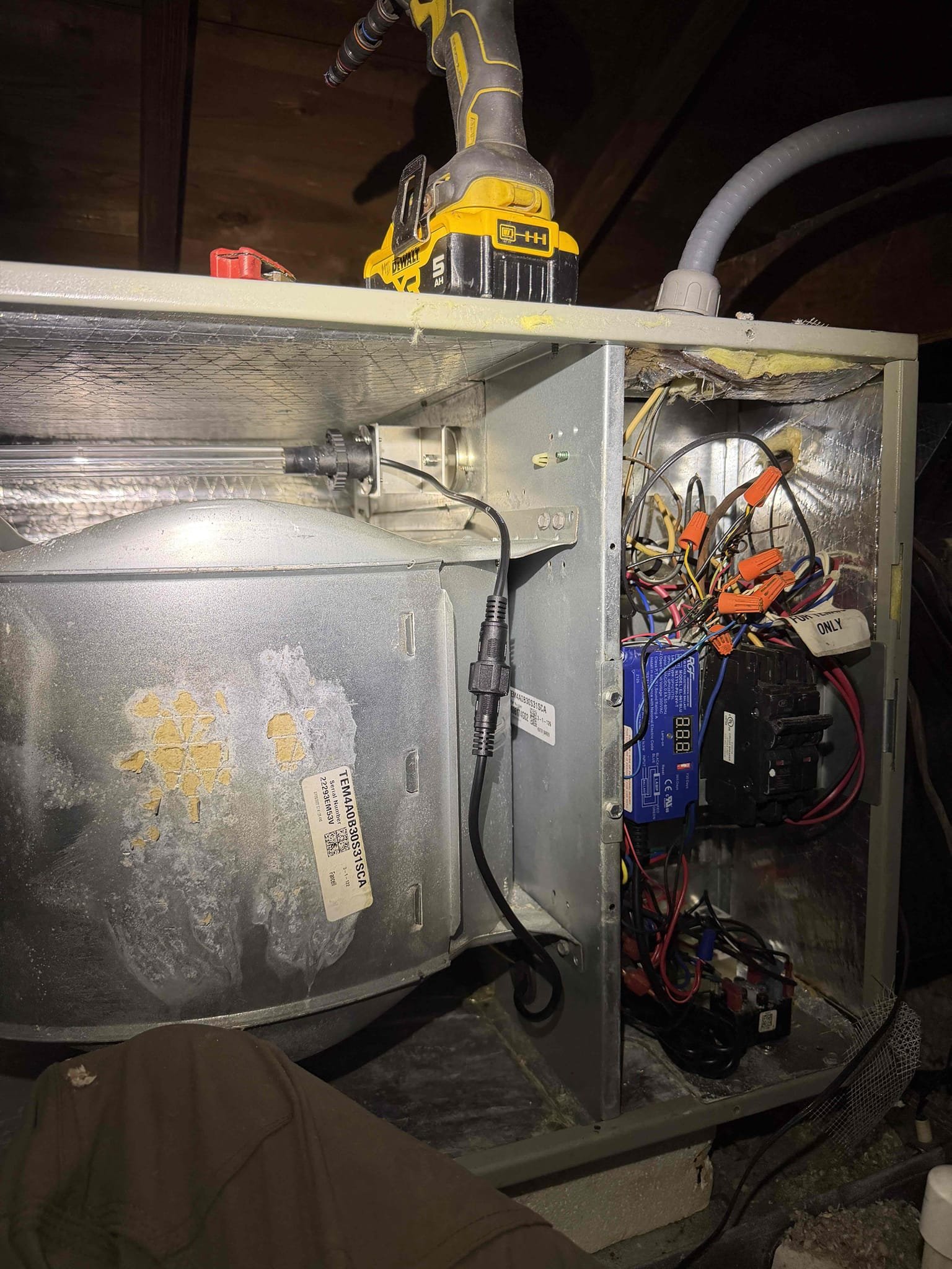 Remove and replace 6 supply ducts and 1 return duct including grills, boots, collars, and plenums. Install new r-8 anti-microbial flex for home. Add 2 manual dampers to office and back bedroom to help balance air flow. Connect to 2 existing supply ducts that are not accessible from attic. Seal and strap all ducts to code. Tax and labor included. Add uv light to air handler. 
 