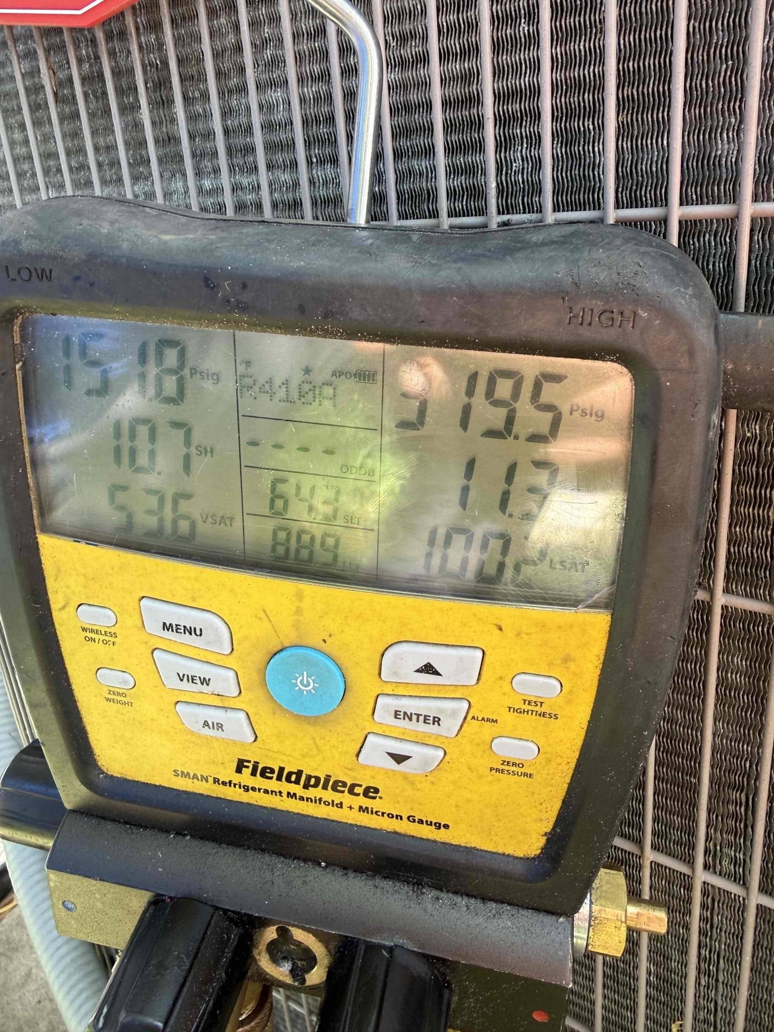 On arrival found upstairs unit set to off. Turned unit on. Temp split good. Pressures good. Float switch clean. Unit draining. Amp draws good. Electrical good. Unit is cooling. Possible intermittent issue with float or outdoor fan. Client states that unit stops cooling occasionally but still blows air. Unable to diagnose any issues at this time. Found unit in need of cleanings and maintenance. Will submit estimates for cleanings. 
