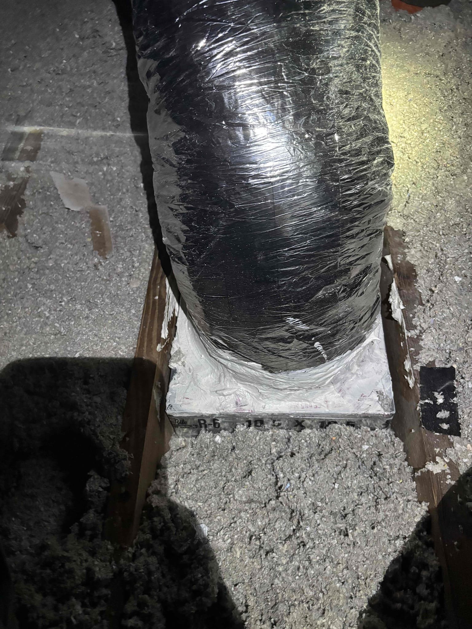 **attic fan @ shop**
Cut in new return for master bedroom. Seal and strap duct to code. Cut in new solar attic fan for more air flow in attic. Tax and labor included. 