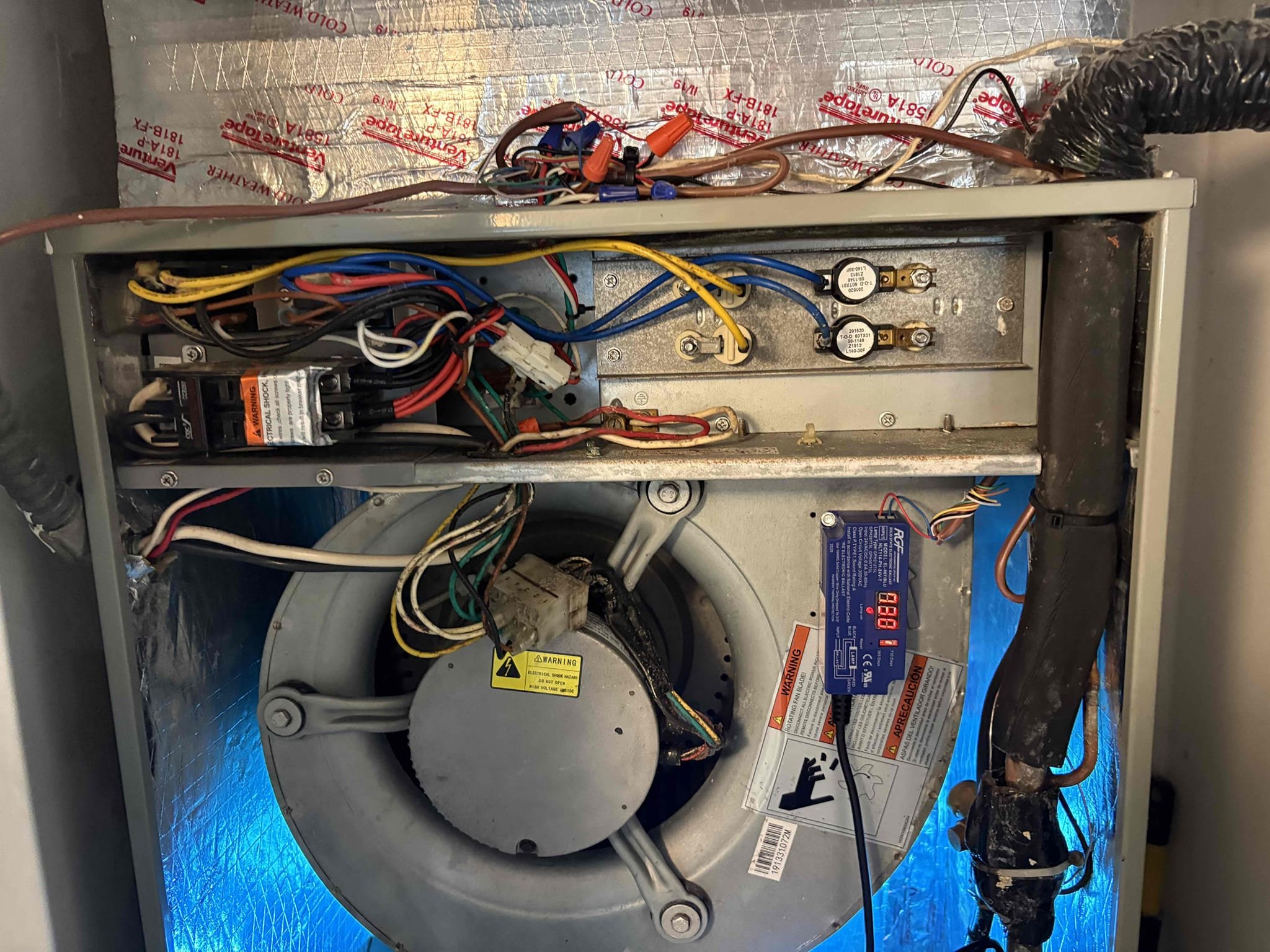 Full system tuneup 

Wiped Down Air Handler 

Checked temperature splits 

Tested Safety Overflow Switch 

Inspected Air Handler Coils 

Inspected Blower Wheel & Assembly 

Checked cap mfd 

Checked contactor 

Inspected wiring/Tightened Connections 

Compressor amps 

Motor amps  

Cleaned Service Panel

Cleared drain line and pan 

Added pan tab to help with buildup 

Checked blower amps 

Checked filter 

Thermostat operations 

Checked cooling 

Unit is operating at this time 

Notes 
-bacterial growth starting to accumulate inside air handler 
-installed air purifier to mitigate bacterial growth 