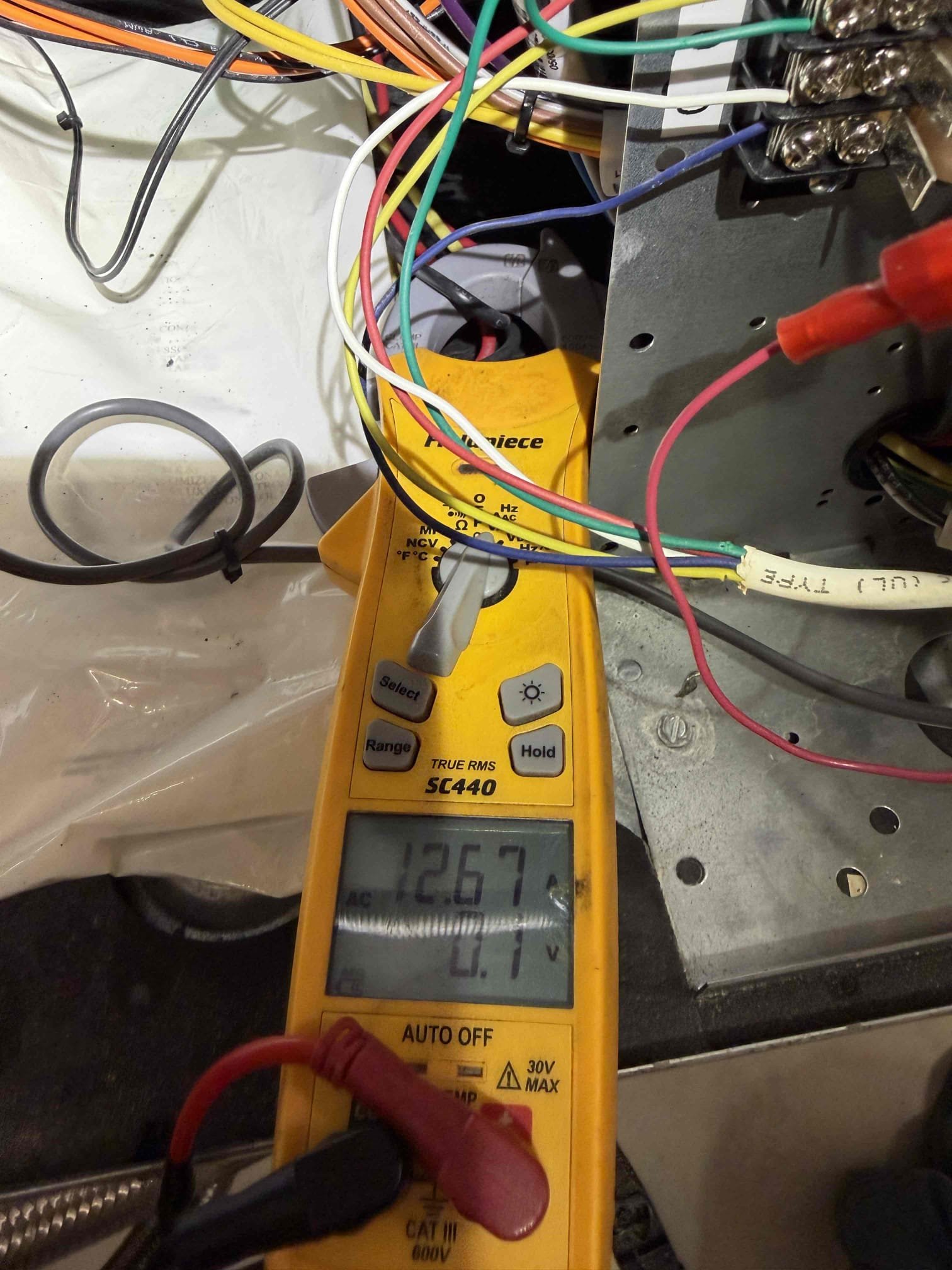 Upon my inspection, found compressor not turning on due to severely clogged drain line  the backed up water was tripping the wired float switch and turning the compressor off. 
Performed a deep chemical cleaning on drain line and treated with chemicals to prevent this issue from happening in the near future. 
Went through the system on start up verifying proper temperature splits, amp draws on the motors and compressor, and made sure all factory wire connections were tight. Checked the capacitor. Wiped down interior of air handler. System is cooling with a 19° temperature splits at this time. 
