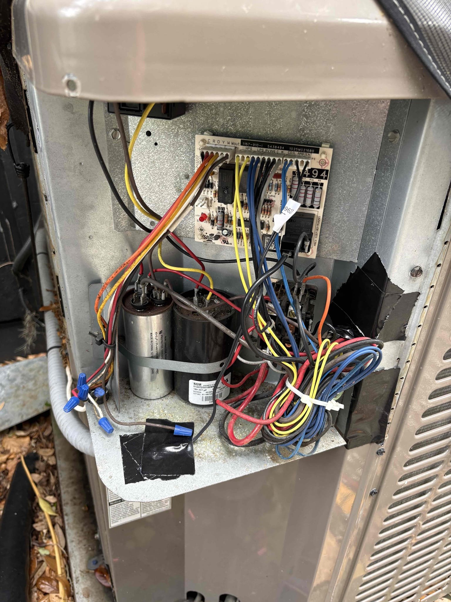 Replacing outdoor temp and ambient sensor complimentary 

Taped up access points for potential lizards/bugs 

Sprayed board and components with repellant 

Verified system operations after completing repairs 