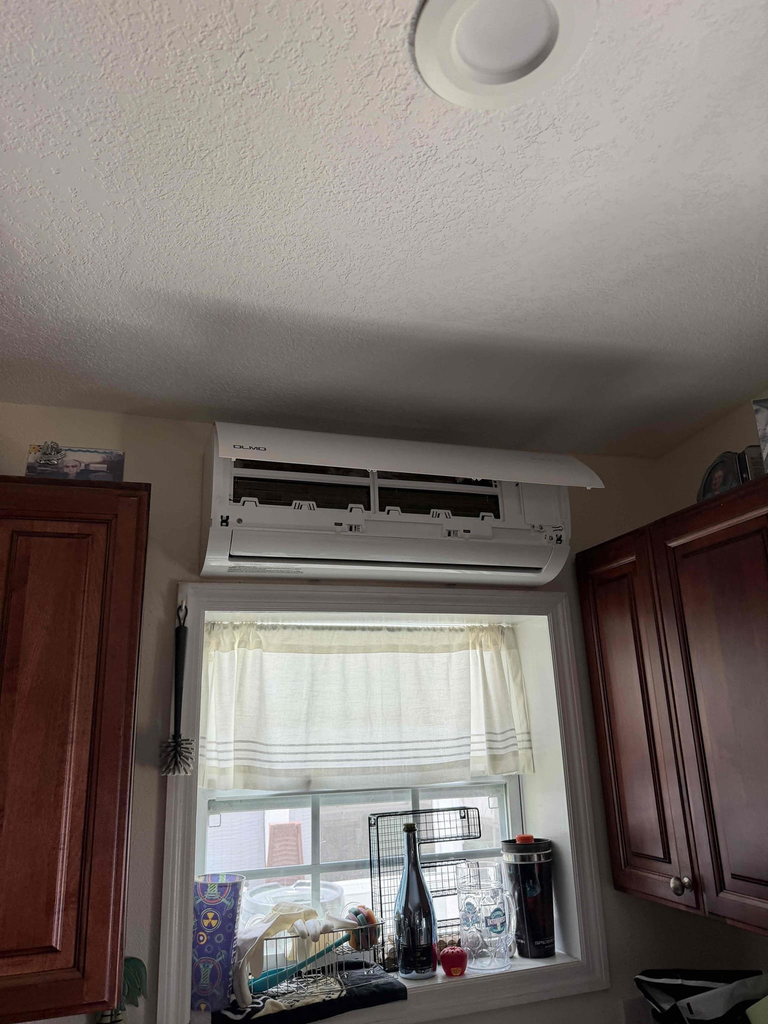 Performed maintenance on three separate mini split systems. Cleaned evaporator coils, cleaned, and treated drain lines and primary drain pans, clean, condenser coils, inspected blower wheels, checked temperature splits. Found all three systems having bacterial growth on the blower wheels, predominantly the kitchen mini split system. Client would like to have kitchen mini split system cleaned and install a UV air purifier. Quote has been sent and accepted, client is getting scheduled for service.