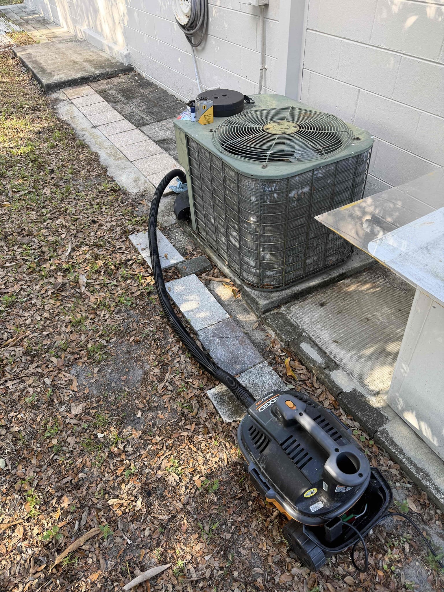 Upon my inspection, found blown 3 amp fuse. Found faulty thermostat, buzzing contactar and bad capacitor. Replaced all components and tested system. System has good amp draws and good temperature split. Client would like to hold off on new system for now. Made necessary repairs. 
System is cooling at this time. 

Performed complimentary drain line and drain pan cleaning. 