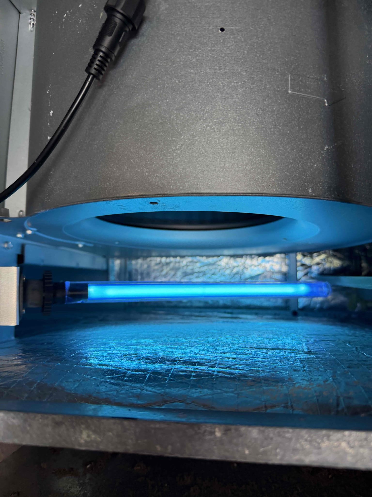 Performed Maitenence on system. Cleaned/treated drain line and primary drain pan. Cleaned condenser coils. Evaporator coils are clean. Verified safety float switch functionality. Checked amp draw on compressor. Checked amp draw on fan motor. Checked capacitor is within factory range. Inspected Contactar. Made sure all connections are tight. System is cooling with a 20° temperature split at this time.

Found two UV RGF bulbs are expired and not working. Replaced both bulbs and one ballast due to it being burnt out. Replaced 1 year bulbs with 2 year bulbs. 