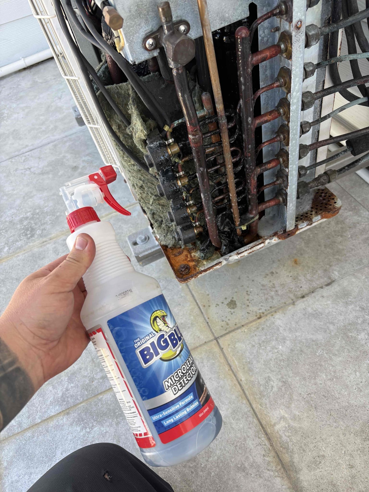 Upon arrival home owner states upstairs system is not cooling. Found system low on refrigerant indicating leak. Explained we would need to come back for extended leak search. 4 cassette heads to one outdoor condenser. Charged system back to factory specs. Explained if leak is in our work we will cover and refund refrigerant back. 