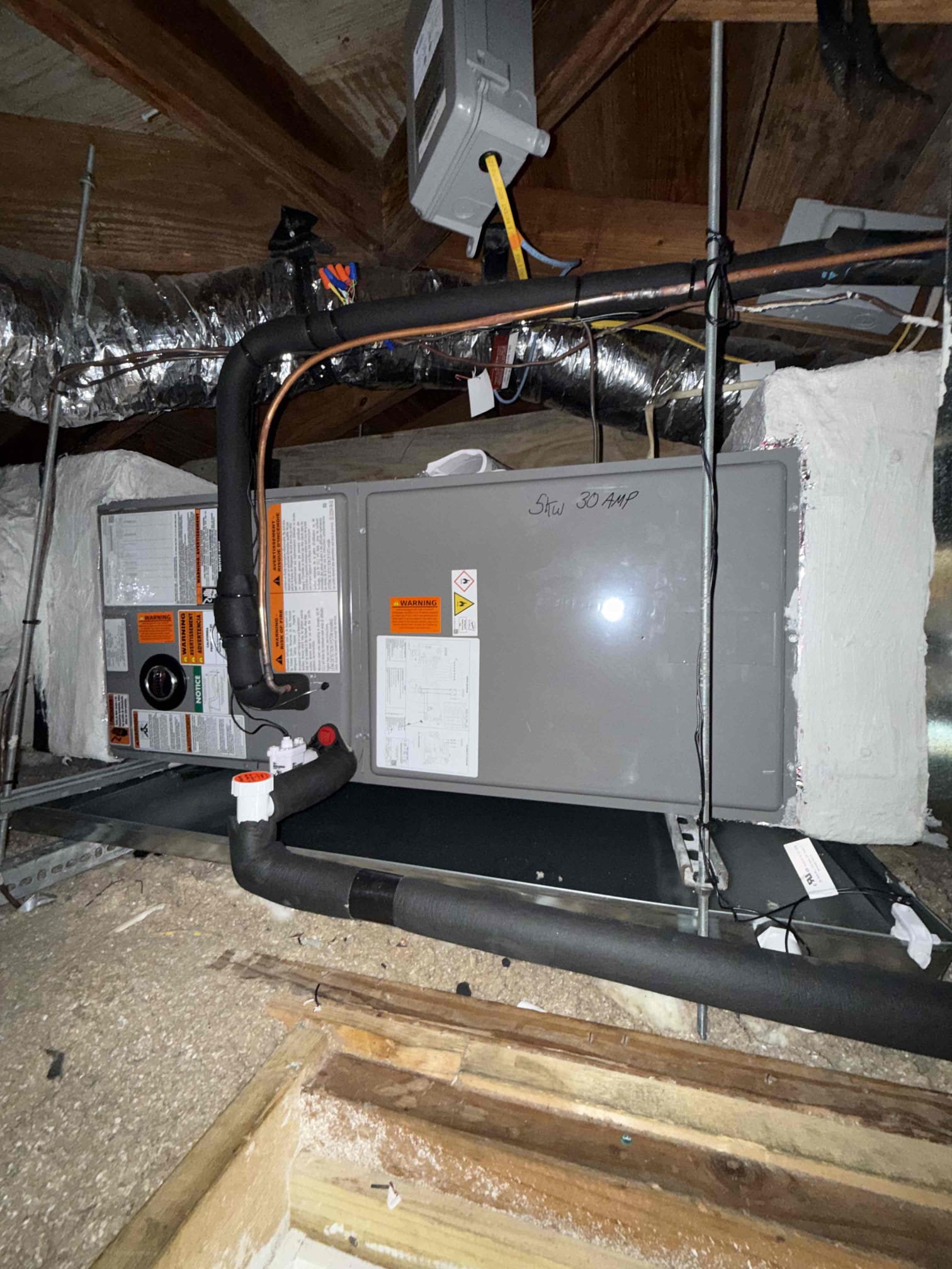 Ruud 2 ton 15.2 heat pump split system with 5kw heater
Anchor condenser
Vibration pads
Keep existing thermostat
Replace 12” return ducts
Horizontal attic
Aux pan
Float switches
Remove existing equipment 
Connect to existing ducts and electrical 
Seal unit to code
Tax labor and permit included
10 year parts warranty 
3 year labor warranty 