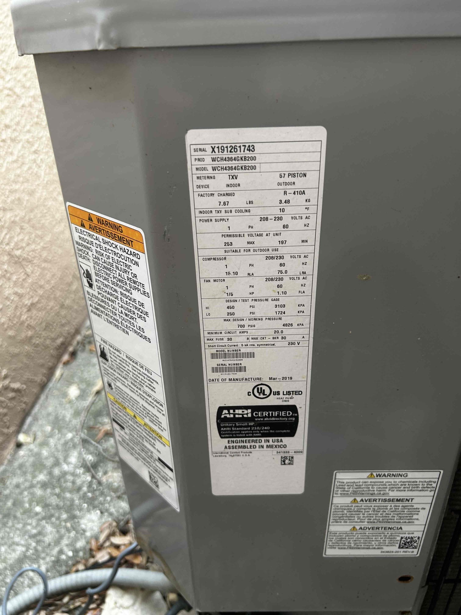 Upon arrival, I started by checking the temperature difference between the supply and return air, and I recorded a 16–17° temperature split.

Moving on to the electrical inspection, the system is operating properly overall. There is no over-amperage on the indoor air handler motor, outdoor condenser fan motor, or compressor. Both high- and low-voltage connections are properly secured with no signs of shorts, burnouts, or electrical damage.

I tested both the indoor and outdoor capacitors and found that both are reading below manufacturer specifications and are heavily rusted. I discussed my findings with the homeowner, and she agreed to move forward with replacing both capacitors.

While checking refrigerant pressures, I found that the readings are currently outside of manufacturer specifications. Further diagnosis will be performed during the follow-up repair appointment next week to confirm the exact issue.

I also performed a drain line treatment to ensure the condensate drain is fl