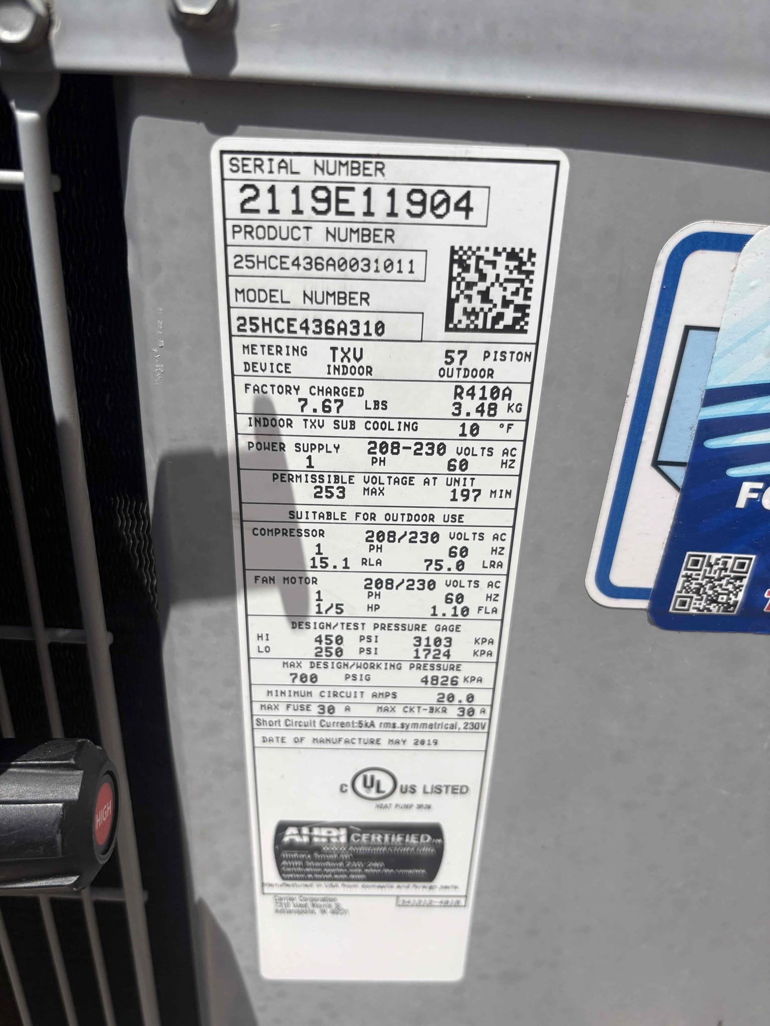 Charge system back to factory specifications 
