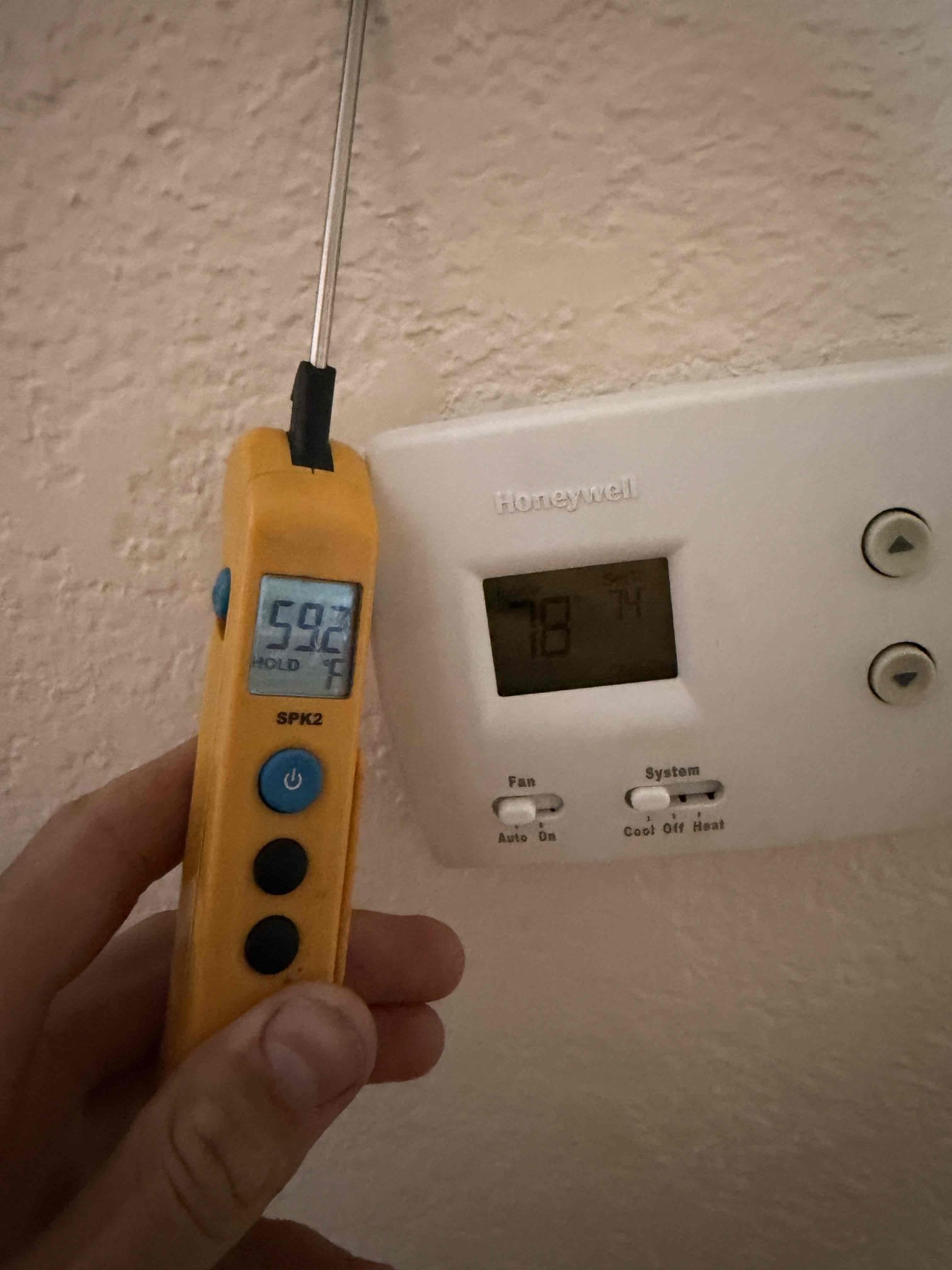 Client states water is dripping from air handler. Client pulled off ss2 safety switch to keep unit running. Upon my inspection found clogged drain line. Performed day drain cleaning and treatment. Talked to Client about maintenance plan and he does not want to move forward with the maintenance plan. Only the drain cleaning. System is now cooling with a 19° temperature split.