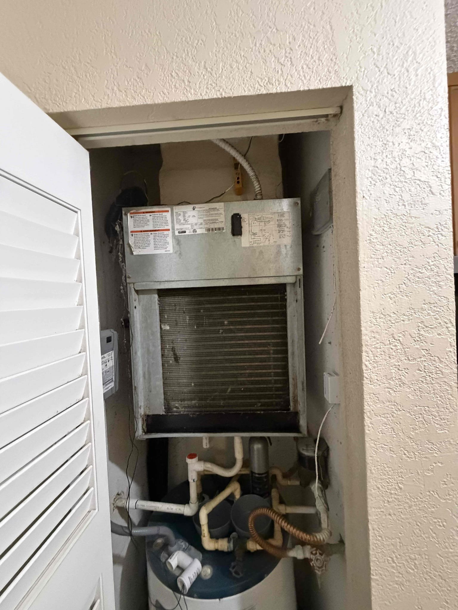 Client states water is dripping from air handler. Client pulled off ss2 safety switch to keep unit running. Upon my inspection found clogged drain line. Performed day drain cleaning and treatment. Talked to Client about maintenance plan and he does not want to move forward with the maintenance plan. Only the drain cleaning. System is now cooling with a 19° temperature split.