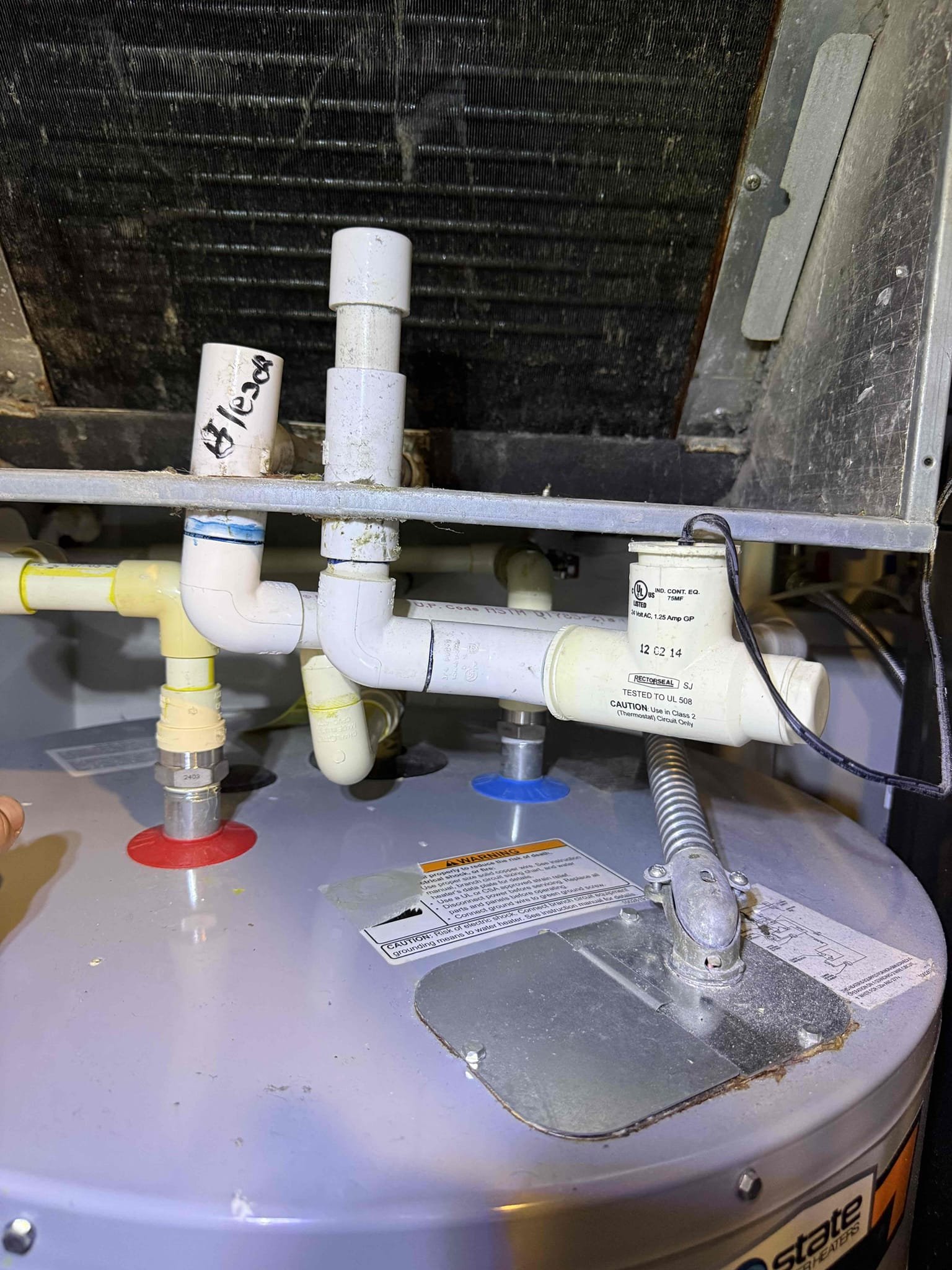 Reason for call:
Member tuneup 

Equipment:
2014 Icp 2 ton straight cool
Above the water heater 
Condenser on roof need 20+ ft ladder 

Summary:
Completed tune up to find equipment has not been maintained well. Found water leak on drain line. Found failed float switch it was full of water and not wired up. Found evaporator coil dirty. Found dual capacitor weak. Informed homeowner about these items. We talked about replacing equipment. She wants to try  and get 4-6 month out of current equipment. Plan to replace after summer. 

Solution:
Install new drain line with p-trap 
Install new float switch 
Install new capacitor 
Clean evaporator coil in place
