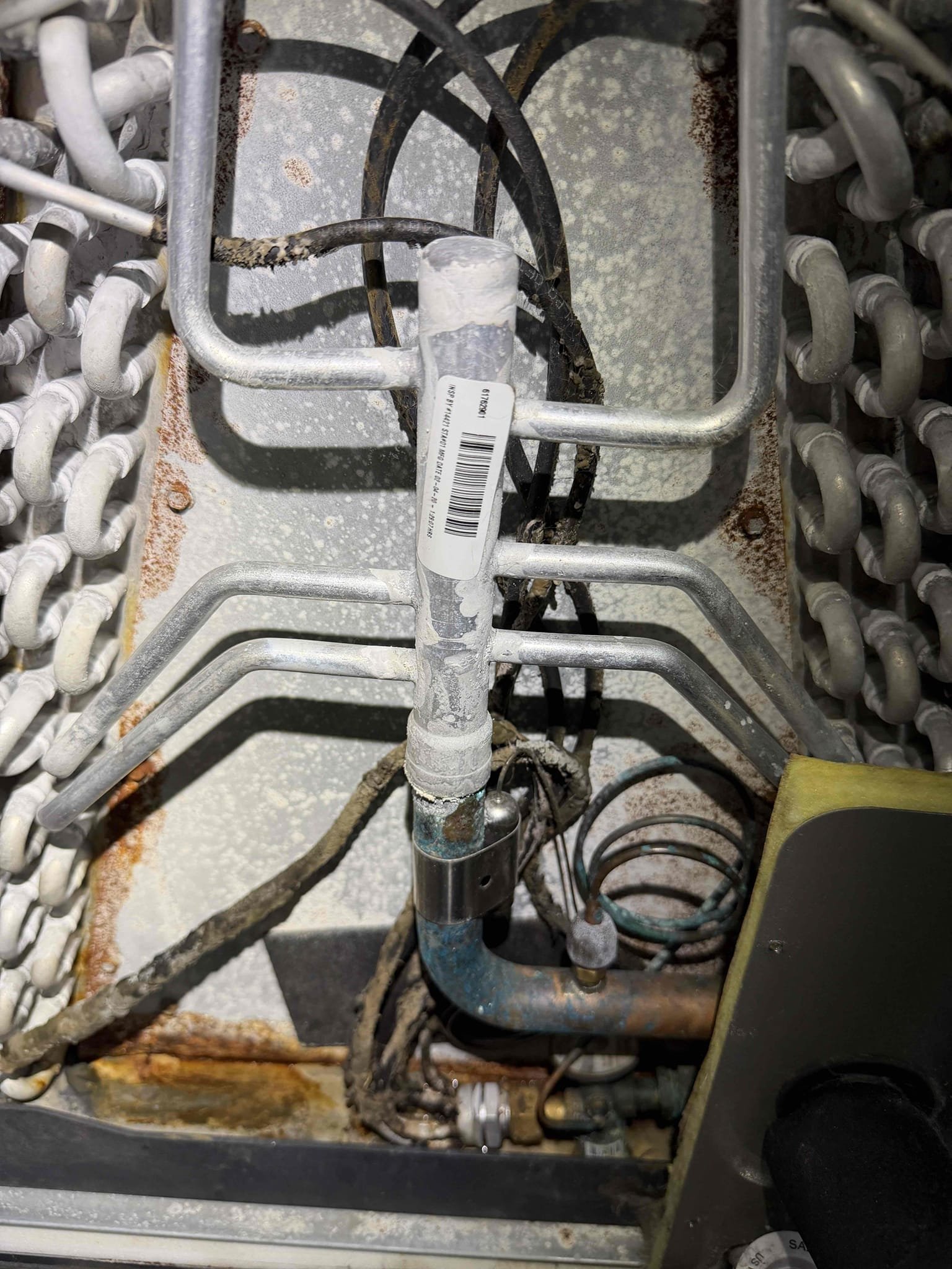 Performed Maitenence on system. Cleaned/treated drain line and primary drain pan. Cleaned condenser coils. Evaporator coils are clean. Verified safety float switch functionality. Checked amp draw on compressor. Checked amp draw on fan motor. Checked capacitor is not within factory range. Inspected Contactar. Made sure all connections are tight. System is cooling with a 20° temperature split at this time.

Recommending replacement of capacitor. Client would like to hold off at this time. 