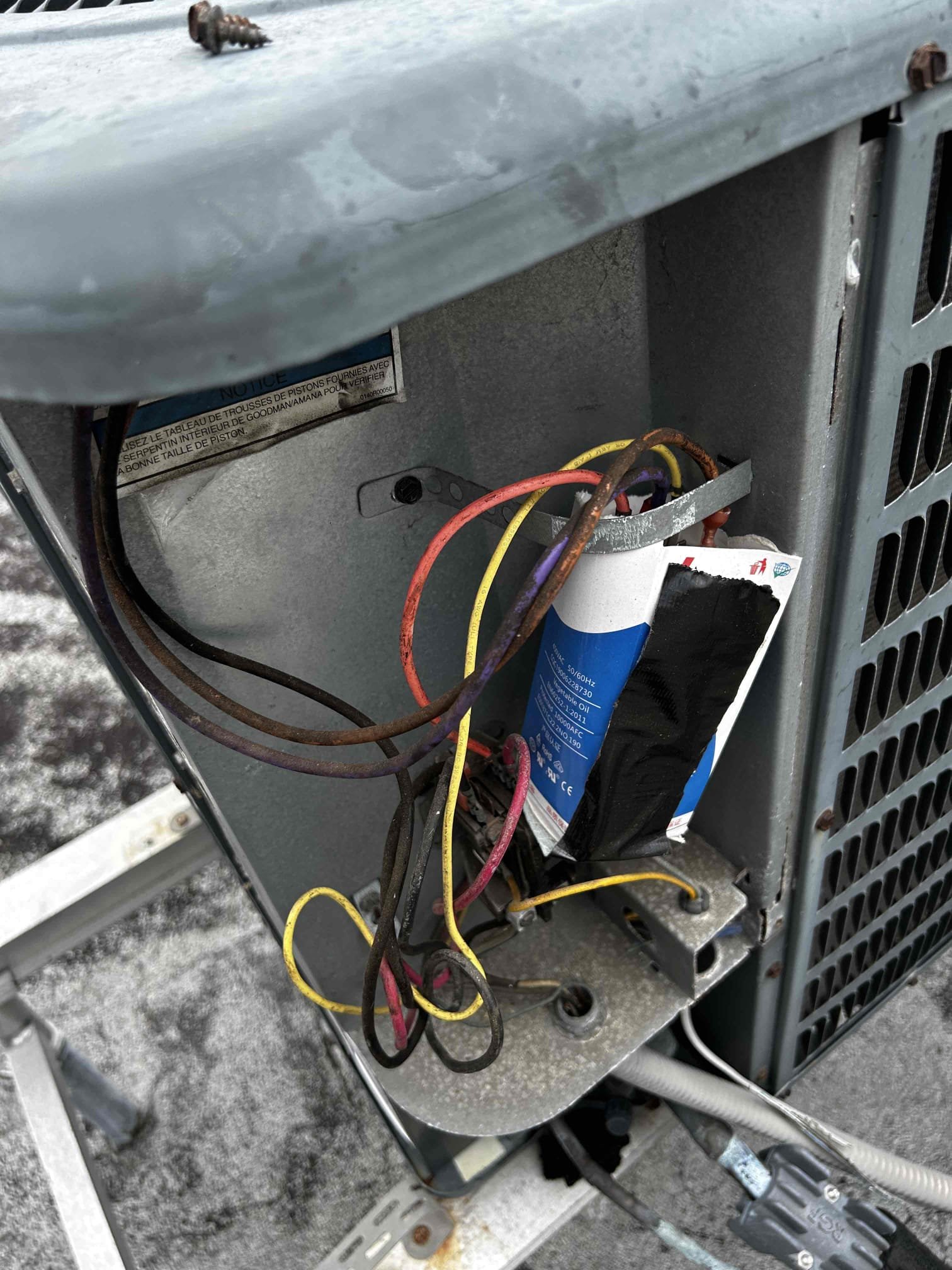Upon arrival, I turned on the air handler, which was operating properly. I checked the temperature difference between the supply and return air and was getting a 0° split. I then moved to the condenser and found that the condenser was not turning on. After opening the electrical compartment and testing components, I found the capacitor was burnt out. 

I installed a temporary capacitor, and the system turned on properly. I allowed the system to run for approximately 15 minutes and rechecked the temperature split, which was then reading 18°, placing the system in a healthy operating range at this time.

I discussed with the homeowner that the system is quite old and has already had previous repairs. I recommended considering system replacement in the near future rather than continuing to invest money into an aging system. The homeowner stated they are moving out soon and only wanted a temporary repair at this time.

If you have any questions, please feel free to reach out. Thank you for
