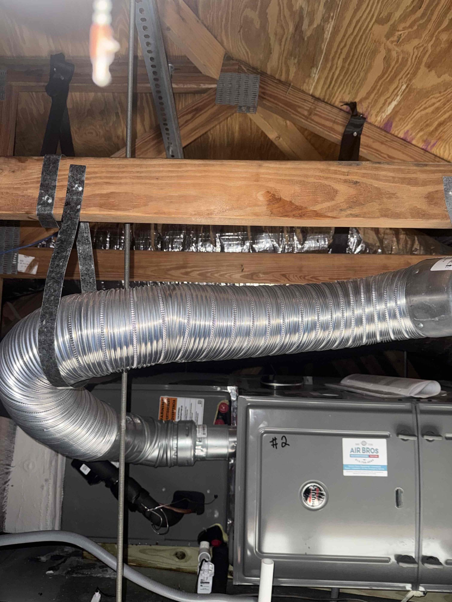 Made corrections to failed inspection. Cleared drains. Strapped flu pipe to allow proper uphill flow for exhaust gas. Sealed plenum with code tape and mastic. 