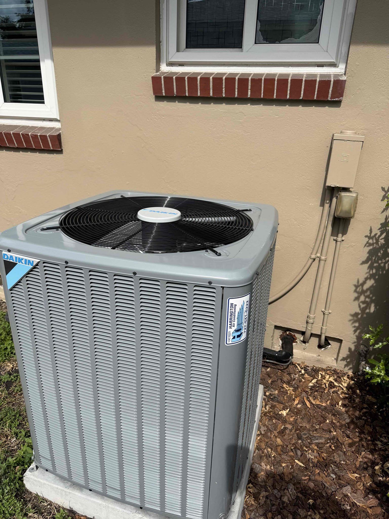 Reason for call:
company that installed is not responding* 
power not connected to rc wiring alert on thermostat
unit not cooling 

Summary:
Completed service to find float switch tripped. Drain line is clogged. Cleared drain line by blowing it with nitro. Confirmed proper temps, pressures and amps. Informed homeowner about our membership plan so we can prevent break downs like this in the future. 
Also noticed lights flicker when unit kicks on. Mentions this to homeowner. It happens with many item throughout the house not just ac. Informed her about soft start kit. She has been told the hose needs to be rewired. 