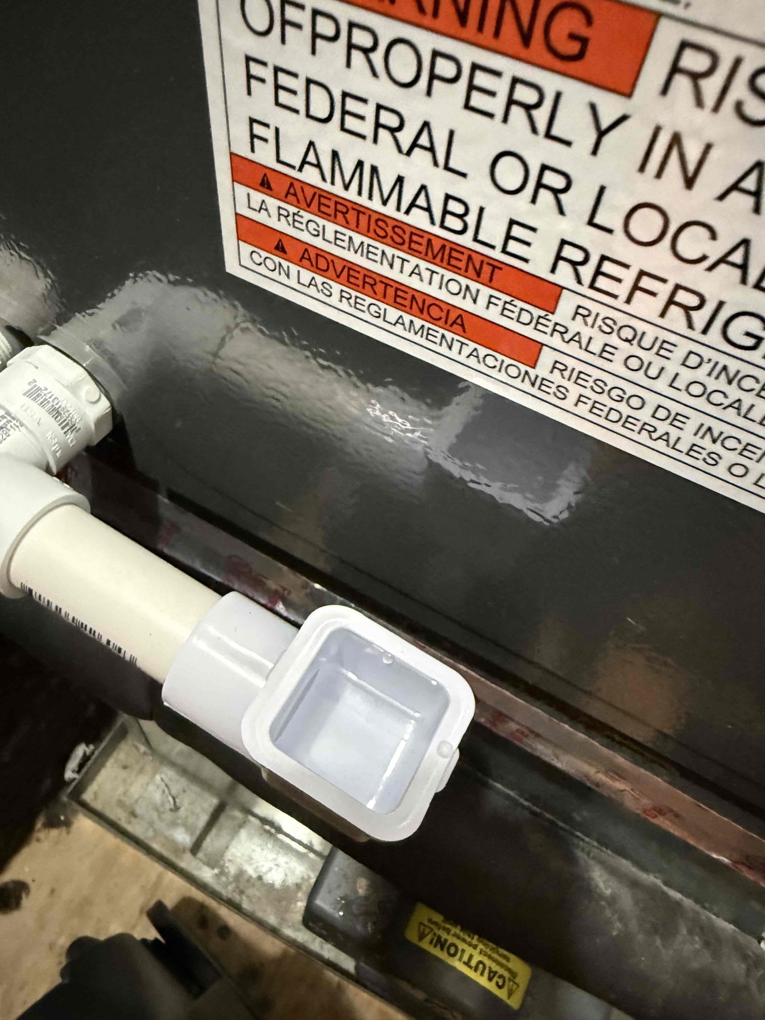 Reason for call:
company that installed is not responding* 
power not connected to rc wiring alert on thermostat
unit not cooling 

Summary:
Completed service to find float switch tripped. Drain line is clogged. Cleared drain line by blowing it with nitro. Confirmed proper temps, pressures and amps. Informed homeowner about our membership plan so we can prevent break downs like this in the future. 
Also noticed lights flicker when unit kicks on. Mentions this to homeowner. It happens with many item throughout the house not just ac. Informed her about soft start kit. She has been told the hose needs to be rewired. 
