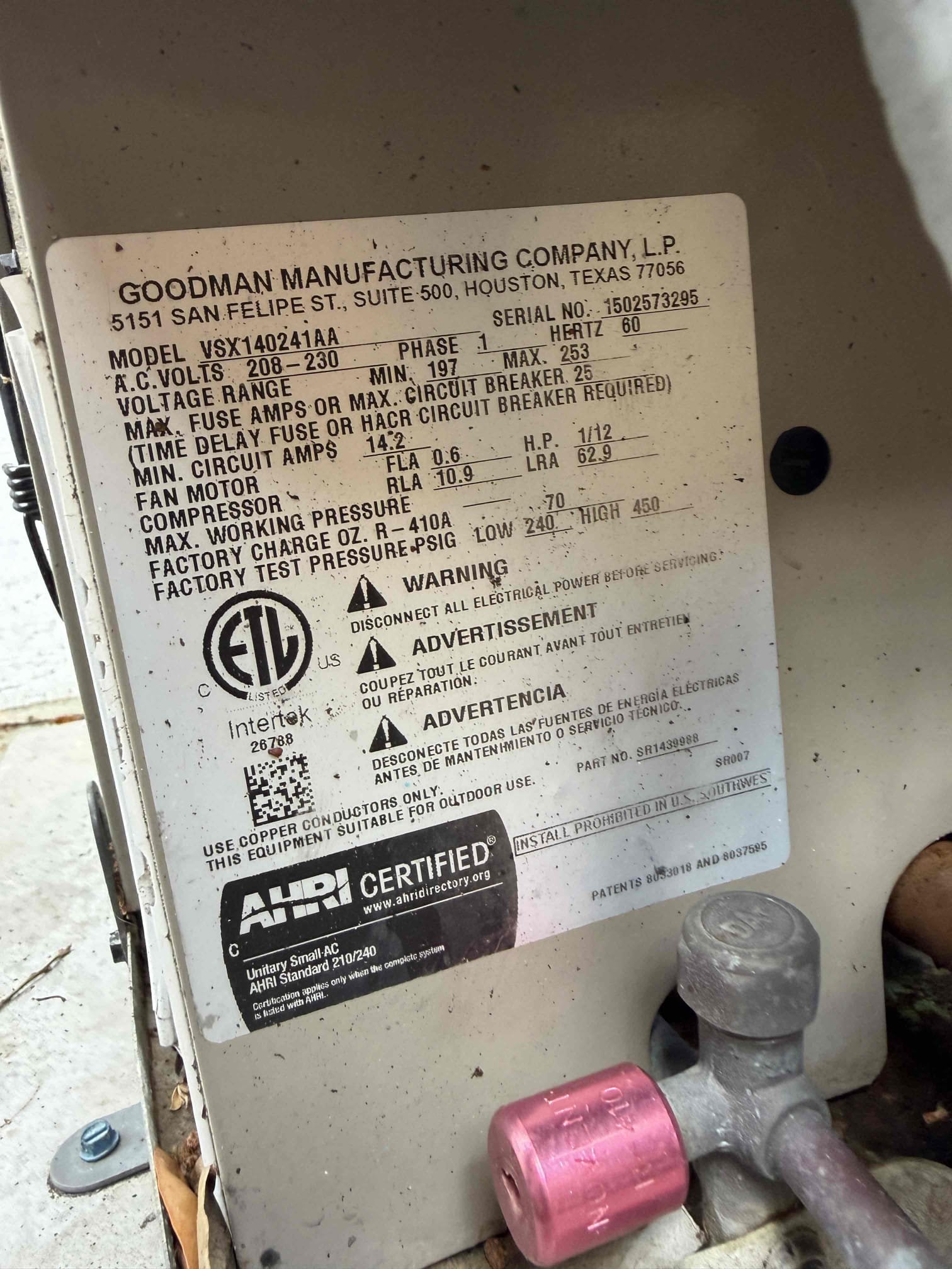 Performed Maitenence on system. Cleaned/treated drain line and primary drain pan. Cleaned condenser coils. Evaporator coils are clean. Verified safety float switch functionality. Checked amp draw on compressor. Checked amp draw on fan motor. Checked capacitor is not within factory range. Recommended replacing capacitor but client will wait till it fails. Inspected Contactar and found it is buzzing slightly. Made sure all connections are tight. System is cooling with a 20° temperature split at this time.

System is older and air handler is condensating into the secondary pan. Let client know and if it becomes a problem we will diagnose what is causing it. Likely due to old age and poor connections to the duct work. 
