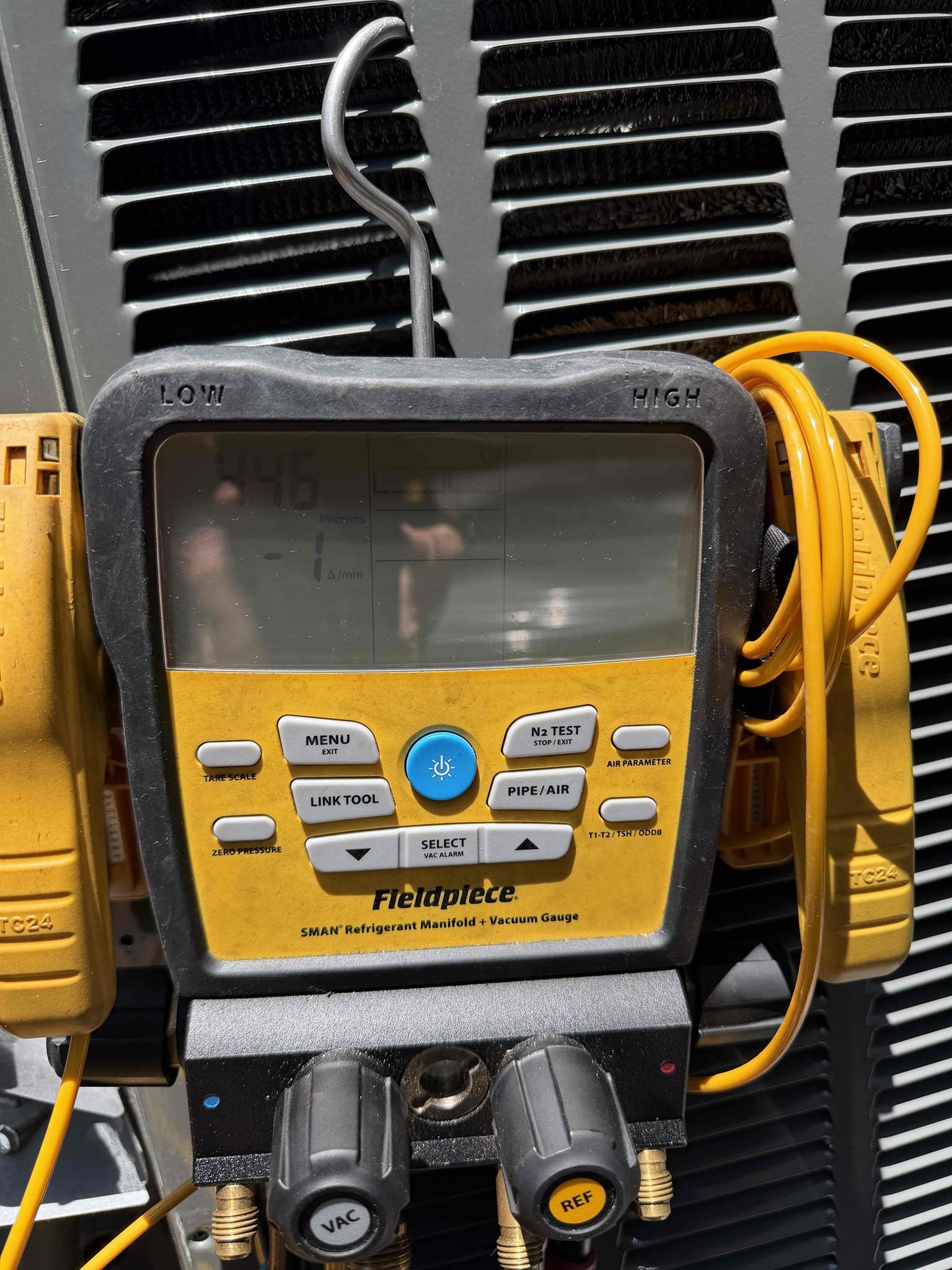 Scope of work:
- Replace noisy/failing compressor from condenser #1
- New refrigerant (discounted)
- remove hard start kit

System is now cooling properly and condenser is much less noisy. Client is very happy. 