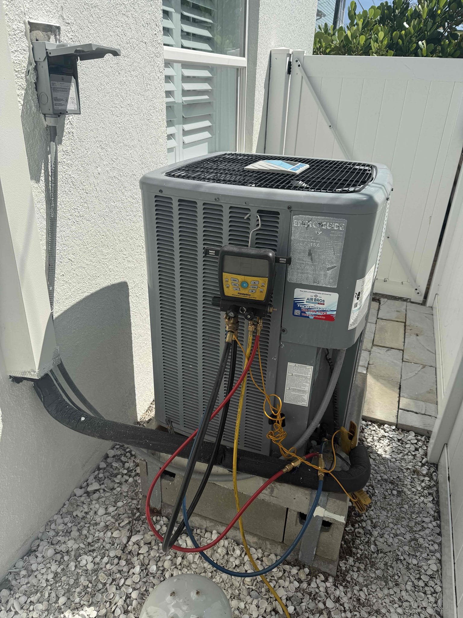 On arrival found unit not cooling due to low refrigerant. Performed leak search on system and found evap coil leaking. Filled unit back with refrigerant for temporary cooling. Will submit repair and replacement options. Unit cooling at this time. 
