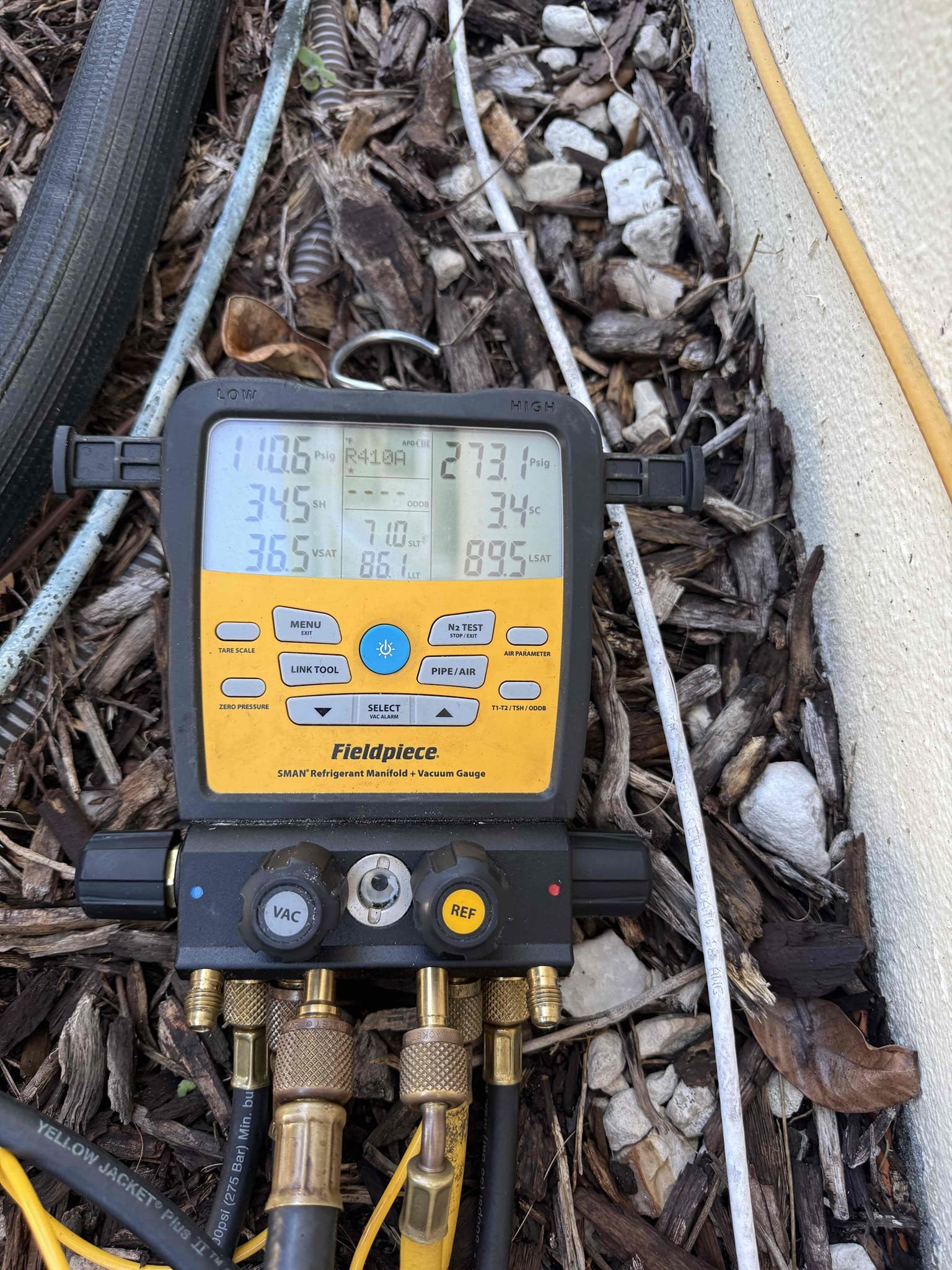 Reason for call:
79 tuneup

Equipment:
2021 ruud 3 ton 
Vertical in closet 
 Condenser on right side of building 

Summary:
Completed tune up to find equipment slightly low on charge. Changed filter flushed indoor and outdoor coils, flushed drain line and drain pan. Found capacitor just outside of range. System has parts warranty.

Solution:
Recommended replacement of dual capacitor, top off of charge, and a leak search to identify leak. 
The leak search may lead to further repairs system as parts warranty