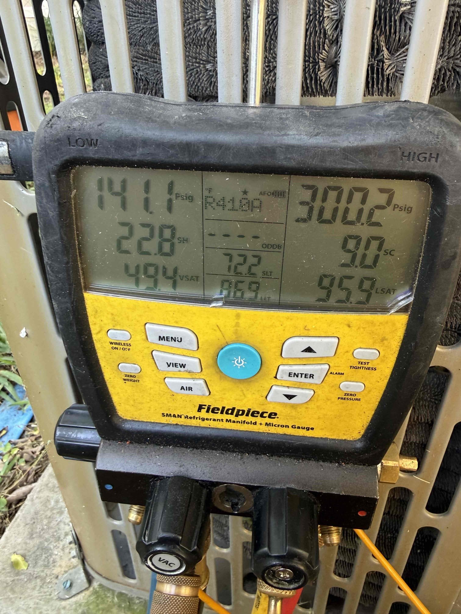 On arrival found u it not cooling due to clogged drain. Cleared pan and drain. Added chemical to help prevent growth. Pressures good. Temp split good. Filter dirty and needs to be changed. Unit cooling at this time. 