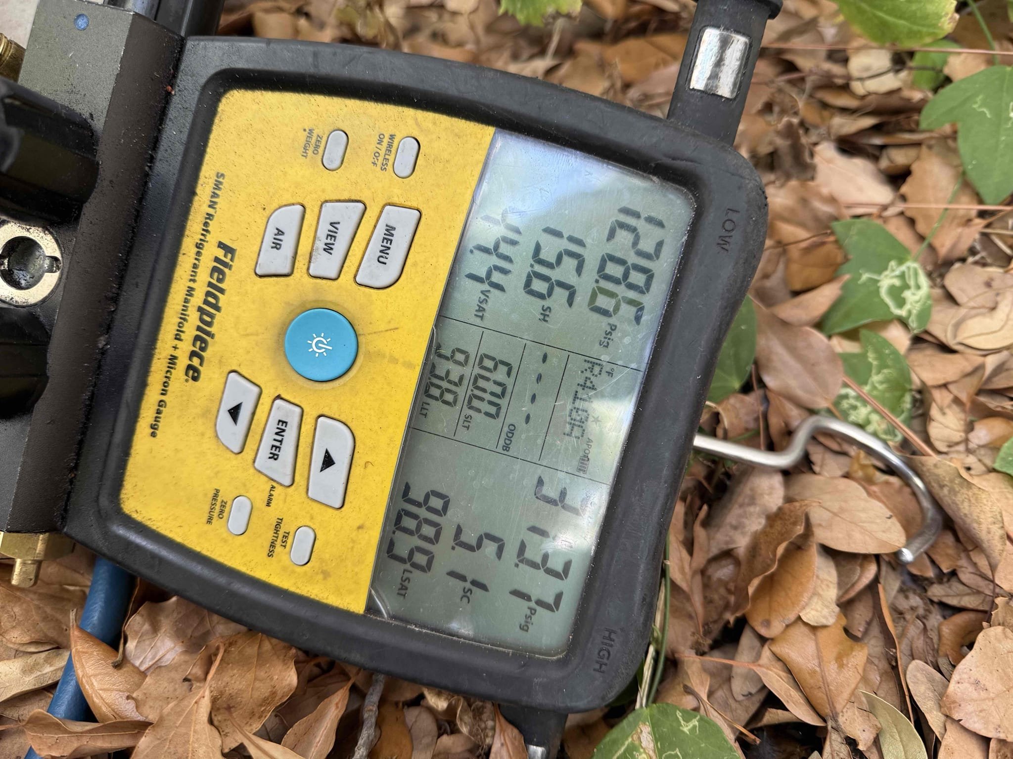 On arrival found unit not keeping up due to low refrigerant. Client opted to fill unit without leak search. Once unit filled back to factory specs. Unit cooling properly with 20* split. Noticed ductwork in attic in poor condition and is affected how well unit is able to cool. Home has poor insulation and bare spots in attic. No warranty on refrigerant. If problem happens again a leak search must be performed to locate leak. 