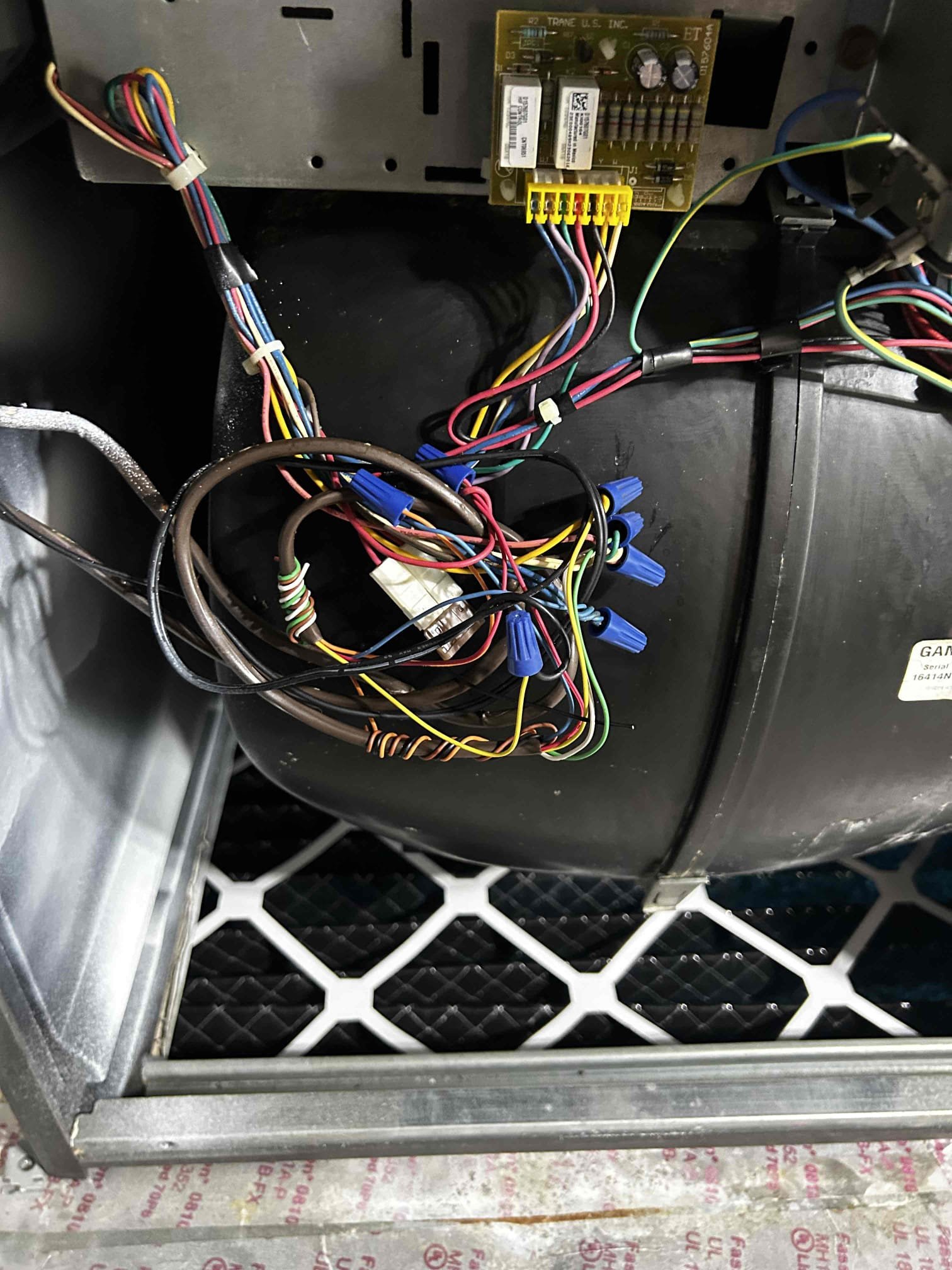 Upon arrival, I started by checking the temperature difference between the supply and return air. The system had an 18° temperature split, which is within a healthy operating range.

I then checked the refrigerant cycle and found no signs of leaks or restrictions at this time. Moving on to the electrical components, both motors and the compressor were operating within proper amperage range with no signs of overamping, shorts, or burnt electrical components.

Overall, the system is mechanically functioning properly with no signs of immediate failure. During today’s maintenance, I performed a drain line treatment, condenser coil cleaning, and an air handler inspection. Overall, the tune-up went well and there are currently no mechanical recommendations for the system.

The homeowner mentioned interest in upgrading to a Wi-Fi thermostat when replacing the current thermostat. During inspection, I found that the existing thermostat wiring was never upgraded when the previous homeowners repl