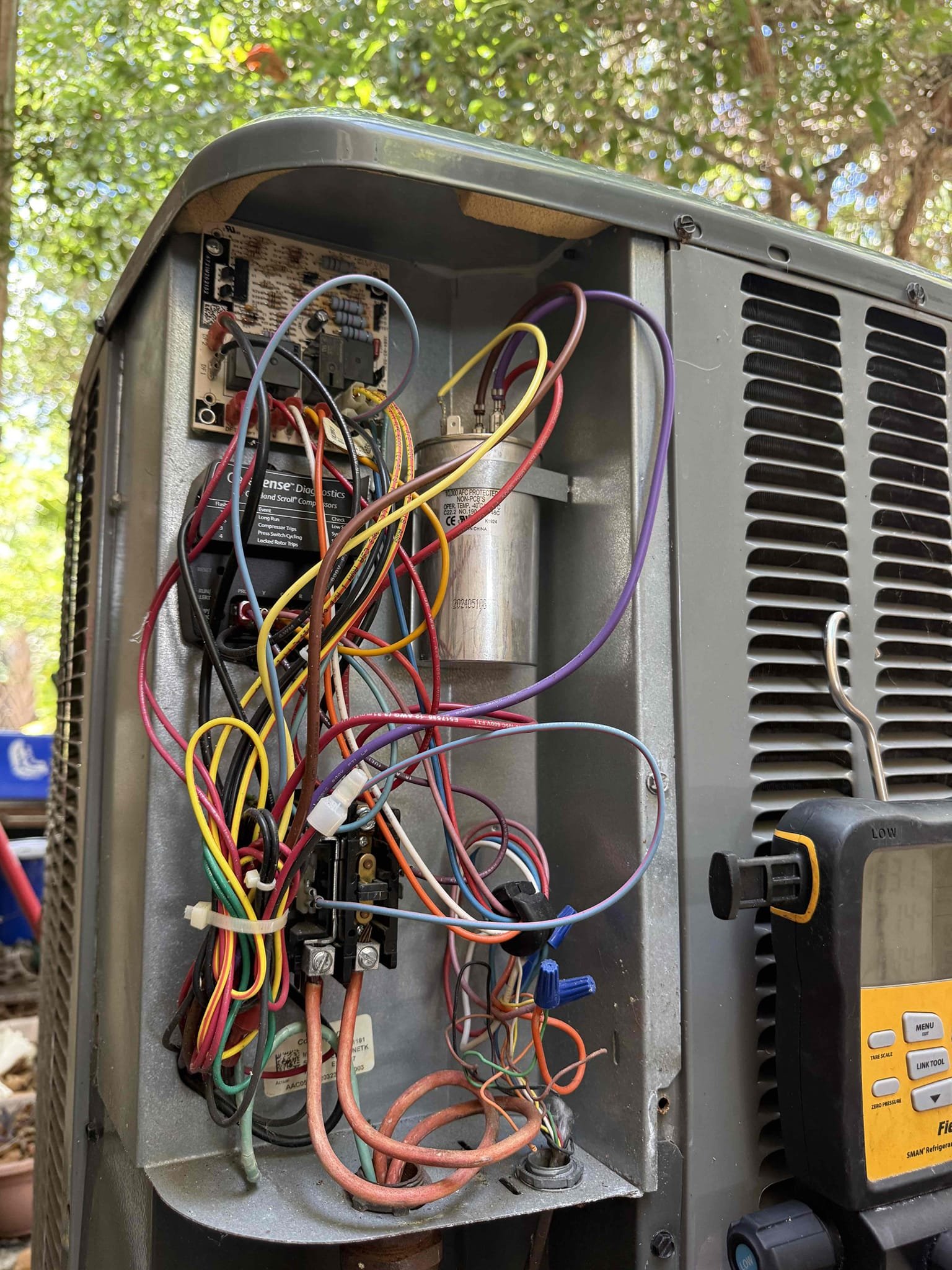 Reason for call:
No cool

Equipment:
2021 Goodman 4 ton 
Vertical in closet 
Condenser on right side of home 

Summary:
On arrival found system low on refrigerant. Found condenser coil dirty found UV kit failed. Found a leak in the evaporator coil.
System is under parts warranty the evaporator coil will need to be replaced. 

Solution:
Added 2 pounds of refrigerant to complete leak search and to have temporary cooling. Homeowner signed up on membership today. 
Sold the cleaning of condenser coil, new UV kit, evaporator coil change out for later date scheduled for Thursday 5/21. 