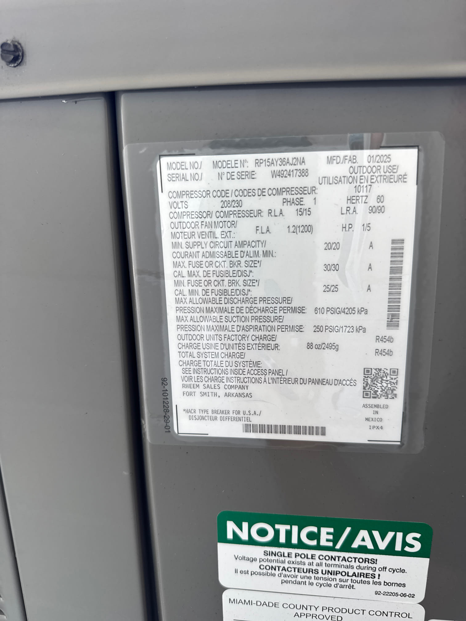 3 Ton 15 SEER Heat Pump 2 stage cooling RUUD system 
~ 10 Year parts warranty  
~ 3 year Labor warranty
- Installation of vertical air handler in closet
- UV system inside air handler
- New adjustable stand
- 1” Filter rack
- New thermostat (WiFi compatible)
- New safety float switch
- New insulation on copper
- Installation of Condenser unit
- New a hurricane concrete pad
- New Hurricane straps
- New UV rated insulation on copper
- New filter line dryer
- Completed to code
- Mastic seal supply duct connections above air handler
100% satisfaction
