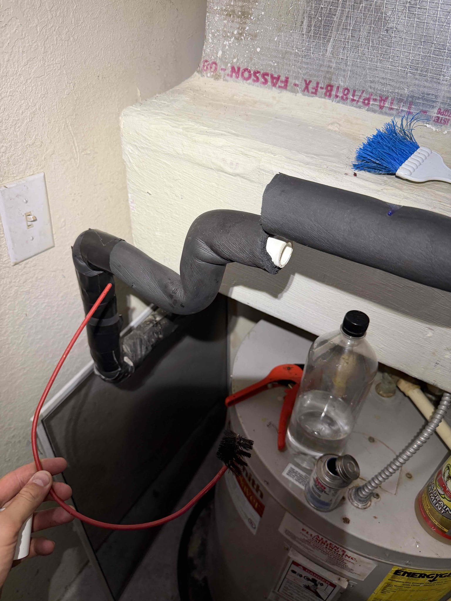 Found clogged drain line. This drain line has been a known issue since the client bought the condo. Cleaning drain now for only labor charge but if drain continues to be a problem we will have to resort to a heavier cleaning treatment or replacement of a section of drain line. 
