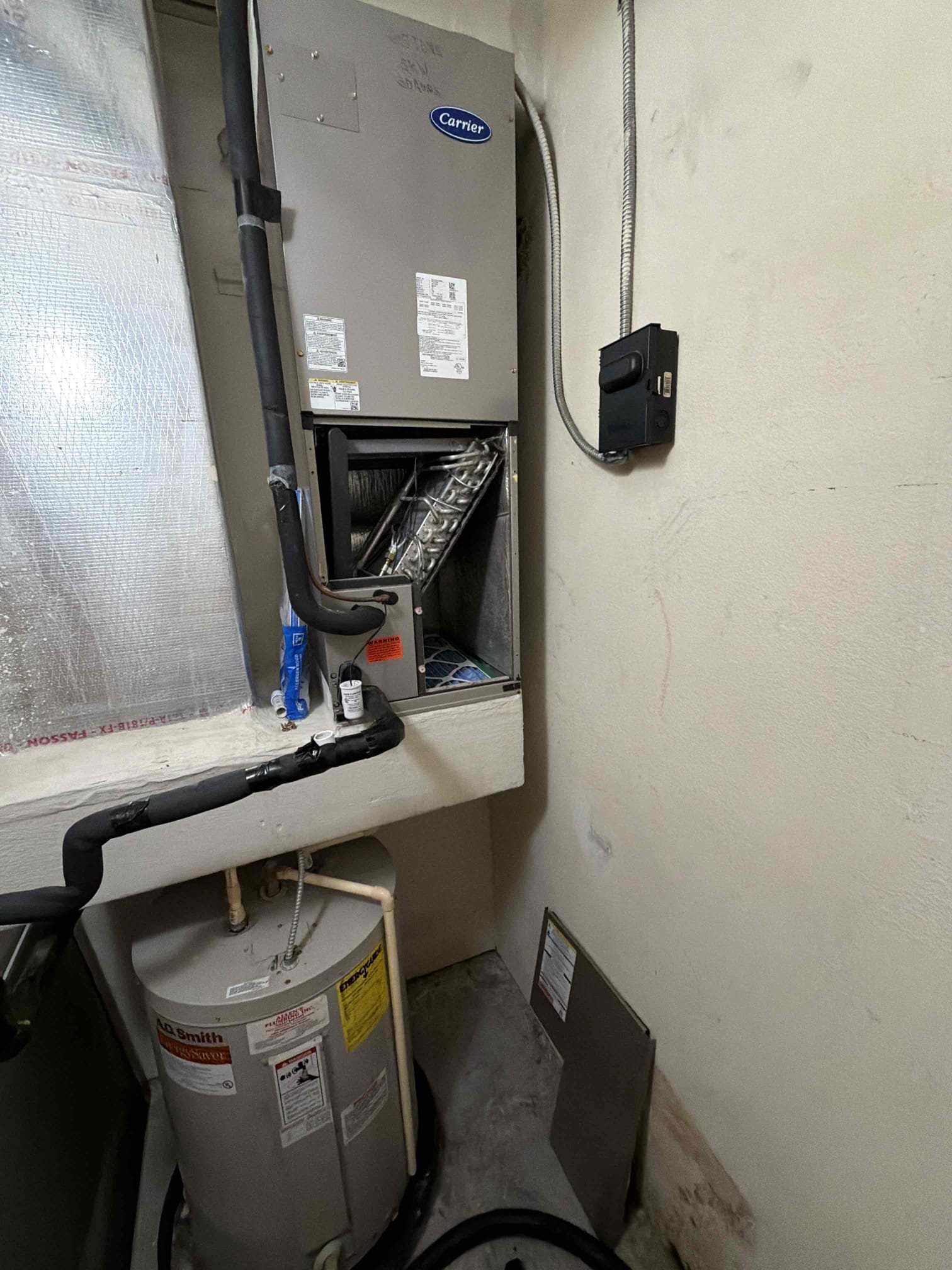 Found clogged drain line. This drain line has been a known issue since the client bought the condo. Cleaning drain now for only labor charge but if drain continues to be a problem we will have to resort to a heavier cleaning treatment or replacement of a section of drain line. 