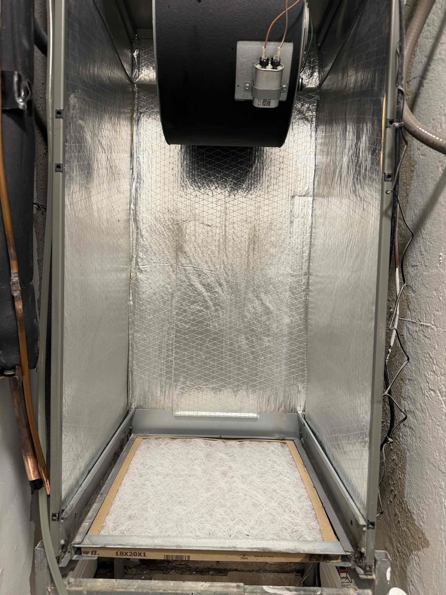 Evaporator coil pull and clean. 
Added refrigerant to system to bring up to spec. 
System is cooling with 19° temp split. 