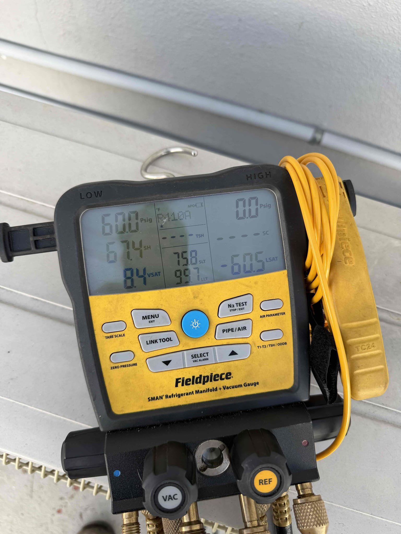 Client is buying home and has us out to diagnose mini split system for a no cool. Upon my inspection, turned system on and everything started up. Checked system pressures and found system low on refrigerant. 
The next step is to perform a leak search on the entire system to determine where the refrigerant is leaking. After this finding, we can provide a quote for the repair. This repair could cost around $1000-$1500 plus or minus as a rough estimate. 
System is not cooling at this time. 
No repairs made at this time. 
Sending a quote for a leak search on the system. 