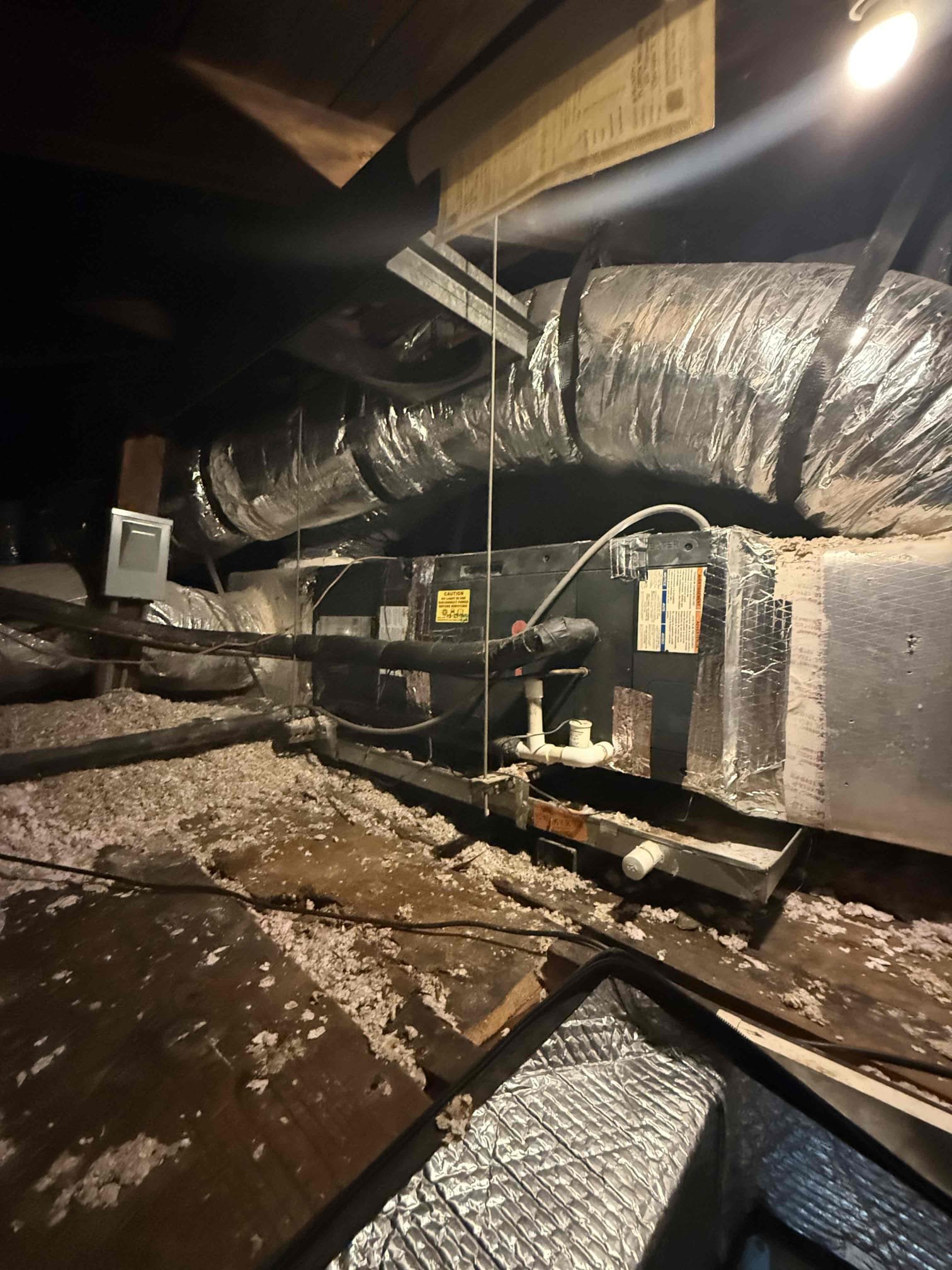 On arrival found upstairs unit not cooling due to low refrigerant in system. Filled unit back to factory specs. Temp split improved. Explained to client age of system and expected repairs. Will submit quote for system replacement.