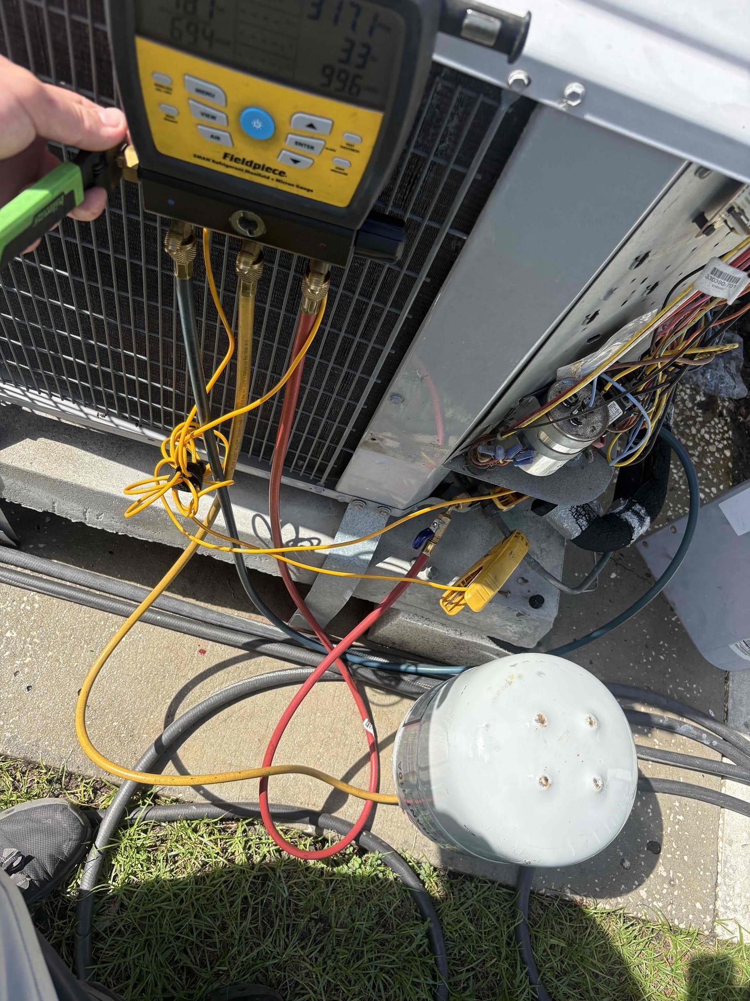 Upon arrival home owners states unit is not keeping up with indoor temperature. Found unit low on refrigerant indicating leak in system. Checked fittings and weld joints. No visible leaks. Explained that since system is out of warranty there s no coverage on parts. Leak can be at the indoor coil or outdoor coil. Home owner would like to charge the system. 

Charged the system back to factory specifications. Unit is currently operating. No guarantee on how long refrigerant will last. 