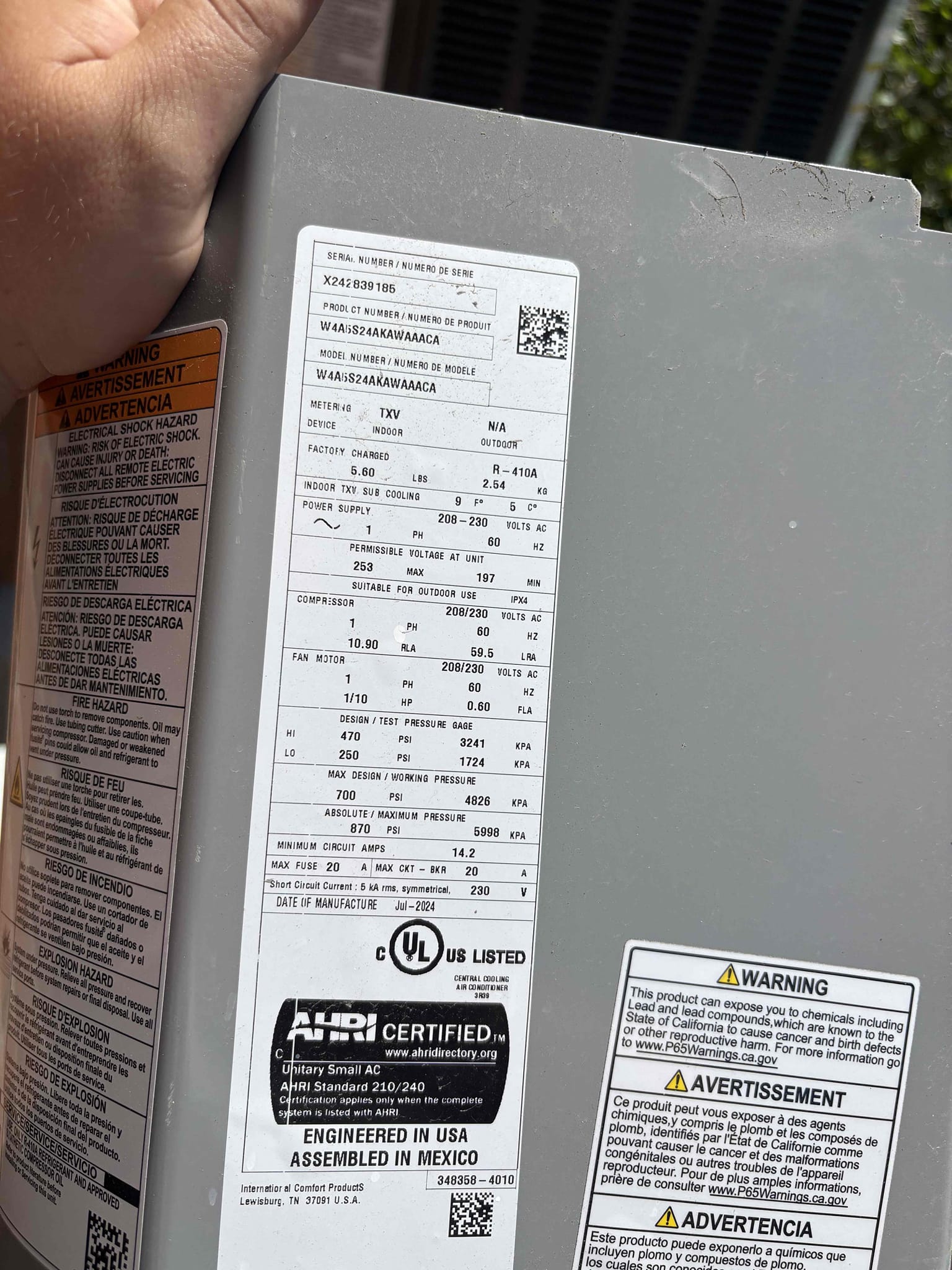 Failed outdoor compressor. Unit is not pumping. System is 2 years of age. 