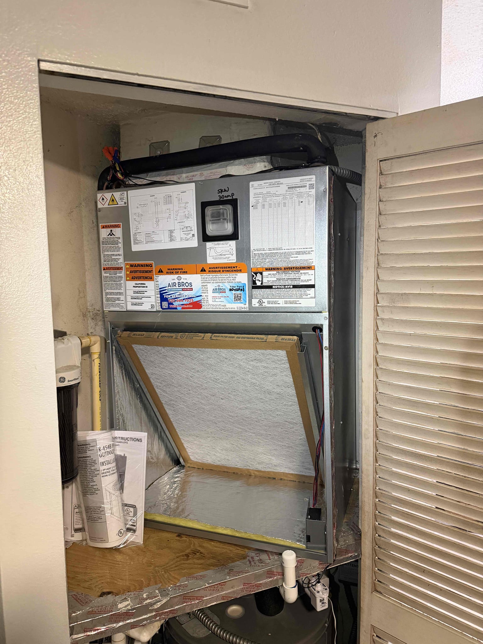  2.5 Ton Heat Pump 2 stage cooling RUUD system 
~ 10 Year parts warranty  
~ 3 year Labor warranty
- Installation of vertical air handler in closet
- New thermostat (WiFi compatible)
- New safety float switch
- New insulation on copper
- Installation of Condenser unit
- New a hurricane concrete pad
- New Hurricane straps
- New UV rated insulation on copper
- New filter line dryer
- Completed to code
100% satisfaction
Permit included