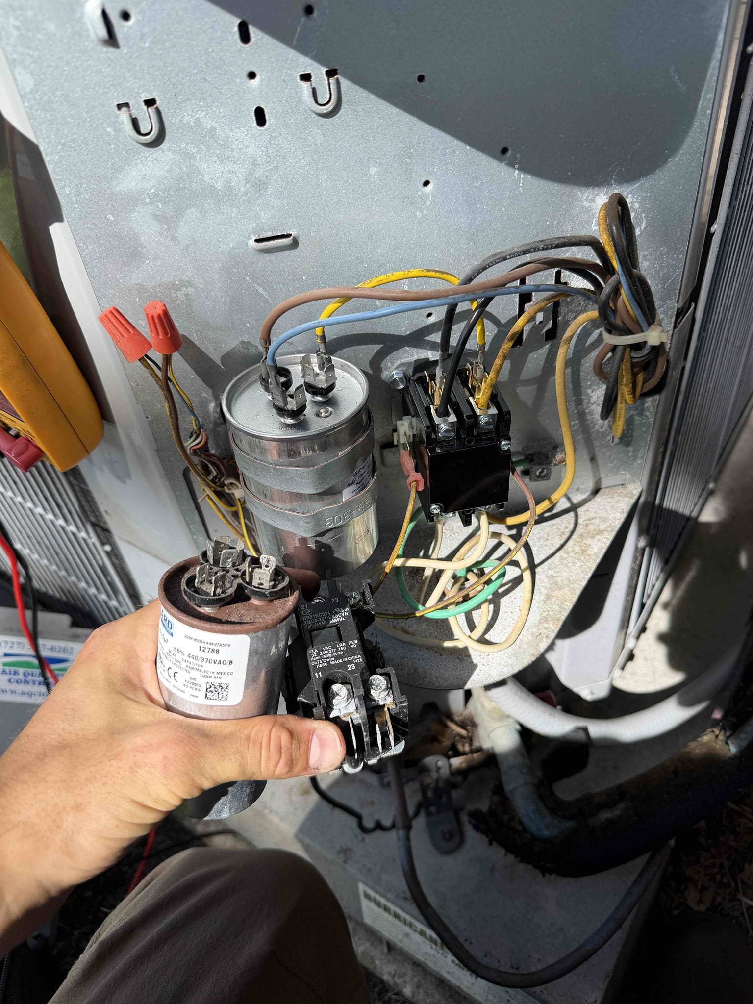 Client state system stuff working yesterday. Upon my inspection, found bad capacitor and old contactor. Replaced both components and started system. Compressor and fan motor amp draws are good. Compressor startup amp draw is over camping. Let Client know that this may become a future issue. 
Pulling at this time with a 20° temperature split  