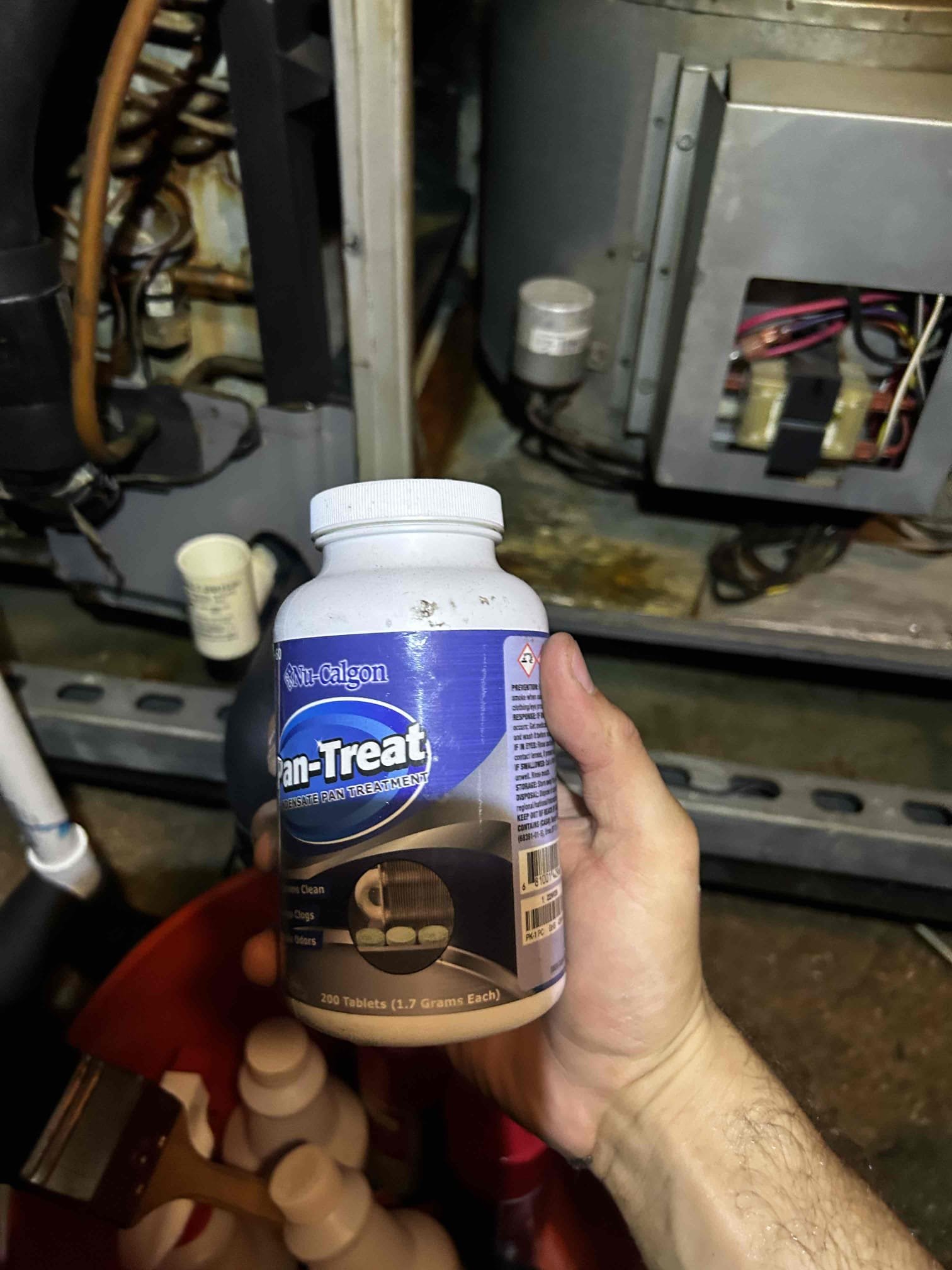 Upon arrival, I began by inspecting the condensate drain system and found that the float switch had been triggered. The secondary drain pan was completely full of water due to a clogged drain line. I cleared the blockage and performed a temporary startup to evaluate the system’s operation.

During testing, the system achieved a 17°F temperature split, which is within an acceptable operating range. All major components are currently functioning properly. However, the system was manufactured in 2003 and is well beyond its typical life expectancy. Due to the age and condition of the equipment, mechanical repairs are generally not recommended should a major component fail in the future.

I discussed the overall condition of the system with the homeowner and advised them to keep potential system replacement in mind as the equipment continues to age. To help monitor the system’s performance and catch issues before they become major problems, I offered a maintenance agreement that includes in