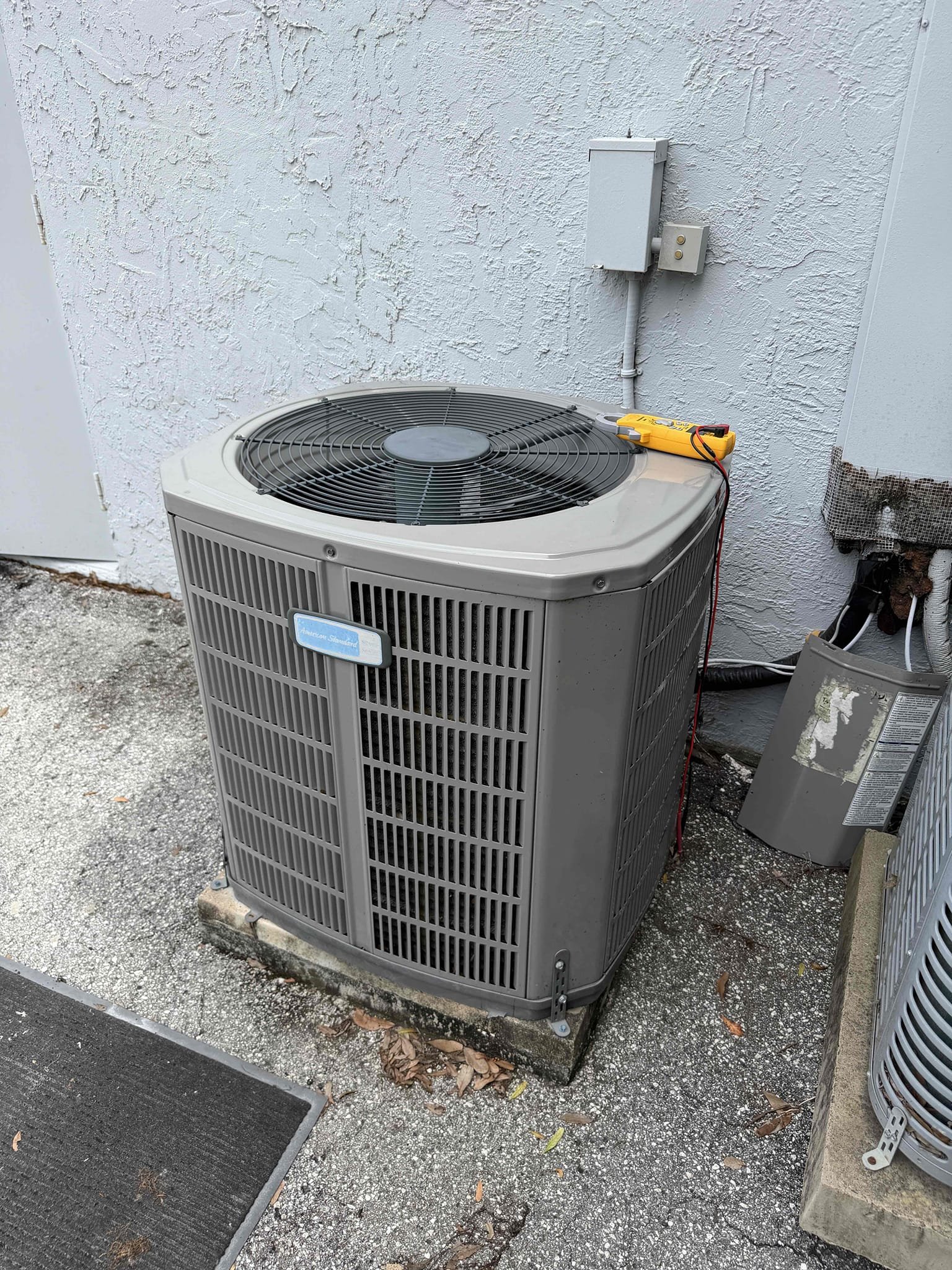 3 Ton American standard system not cooling for conference room. 
Upon my inspection? Found system not cooling due to clogged condensate line and pan. 
Scope of work: 
Condensate Drain cleaning and treatment 
Now cooling with a 20° temperature split

Authorized approval and payment from Lori
Could not get in contact with landlord Ken. Lori called and told Ken that she is approving the work to be done and authorized payment 