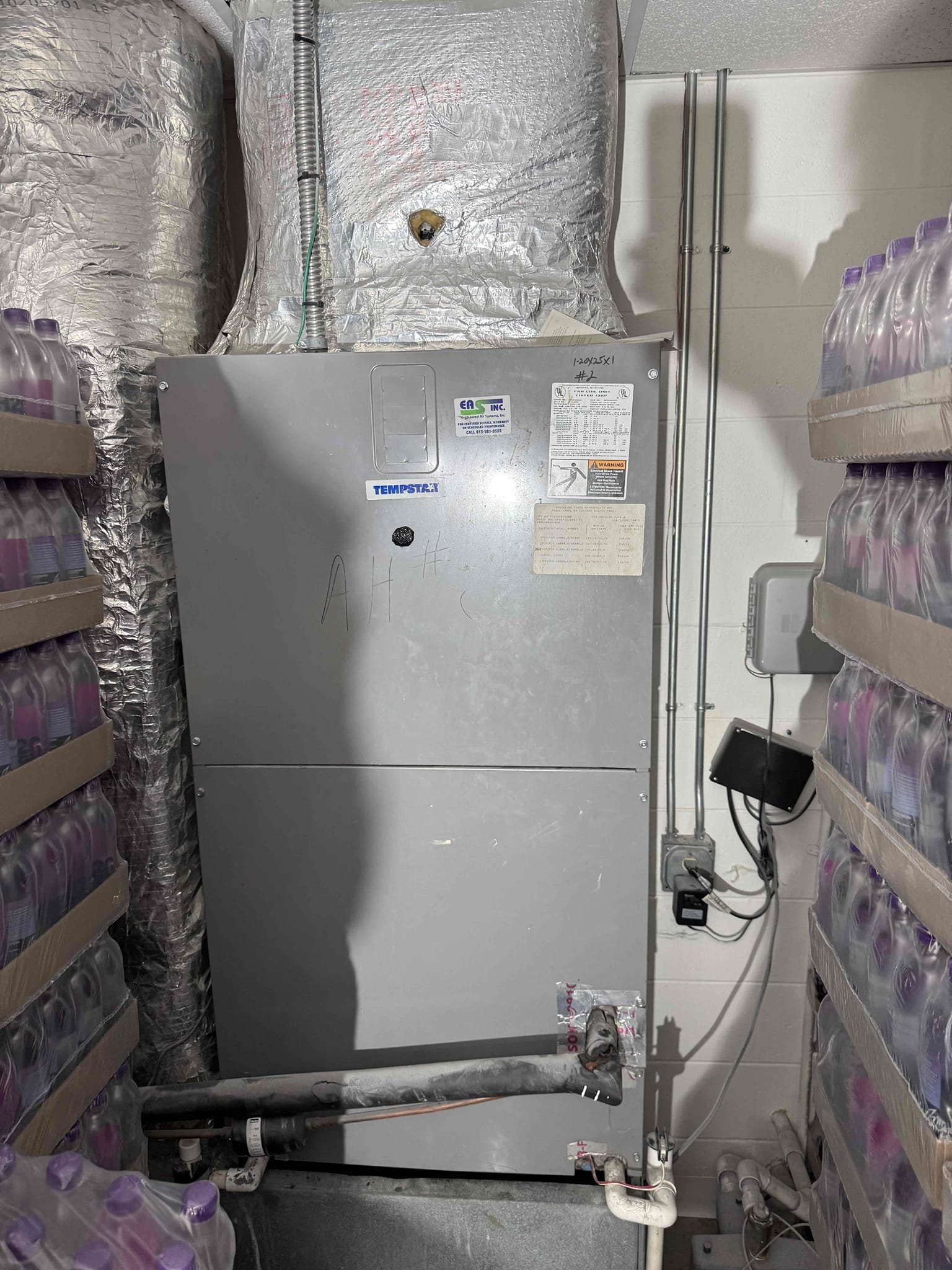 Inspected 2 vertical units that aren’t cooling. Found one unit to have shorted compressor and keeps tripping breaker. Due to age and condition, we will submit estimate for system replacement. Other vertical units not cooling due to clogged drain. Cleared pan and drain. Added chemical to help prevent growth. Told client to install filter asap. Unit is cooling to to best of its ability. Found 3 of 4 units in gym not cooling. Will reschedule to diagnose gym units. 