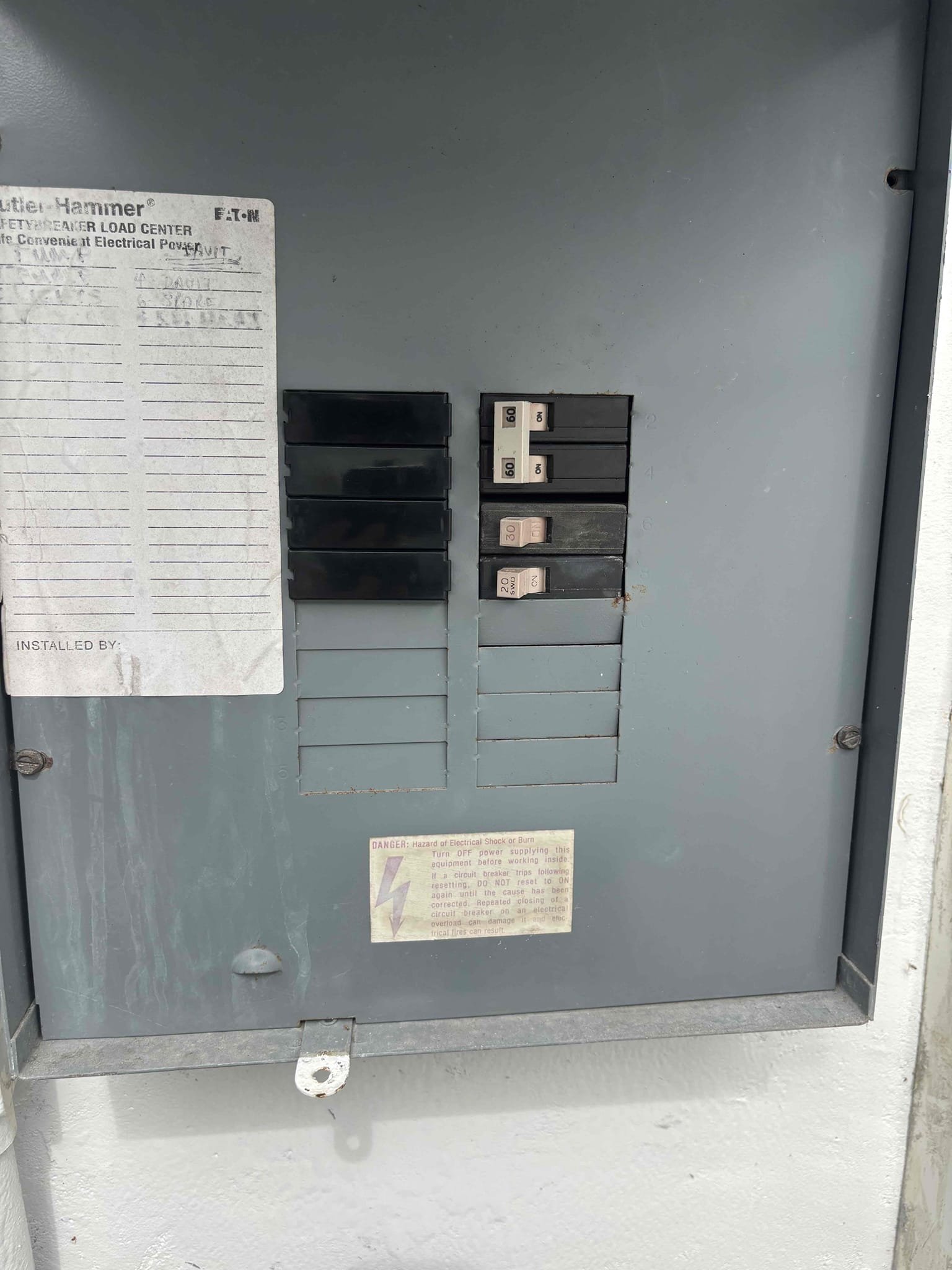 Removed double tapped connection in panel 
Installed panel blanks in outside panel 
Tripped pool panel breaker reset it and tested equipment and breaker held 