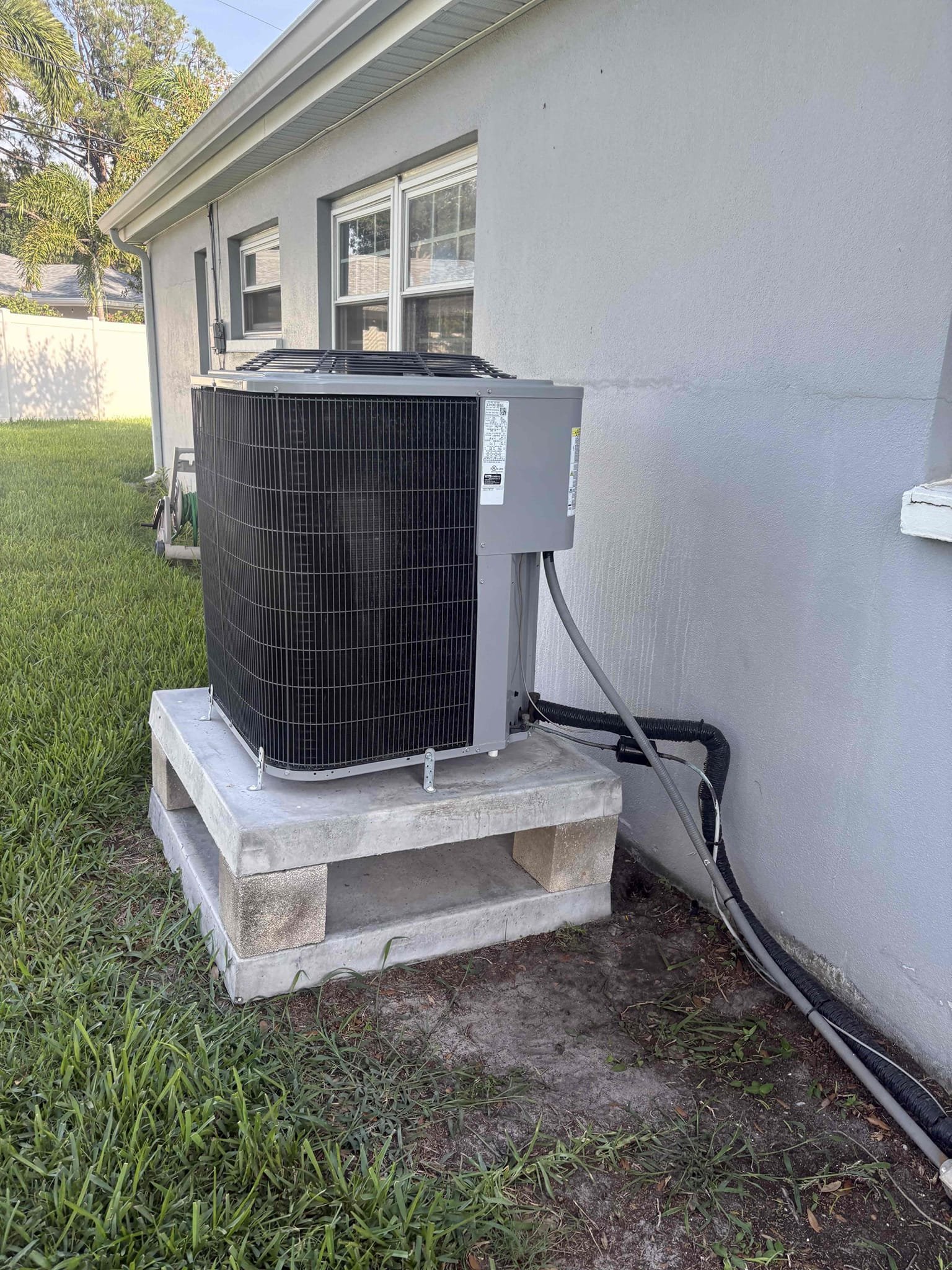 Replaced failed contractor 

Spliced new wiring connections 

Spliced whip to extend for wiring 

Checked amp draws 

Verified system operations 
